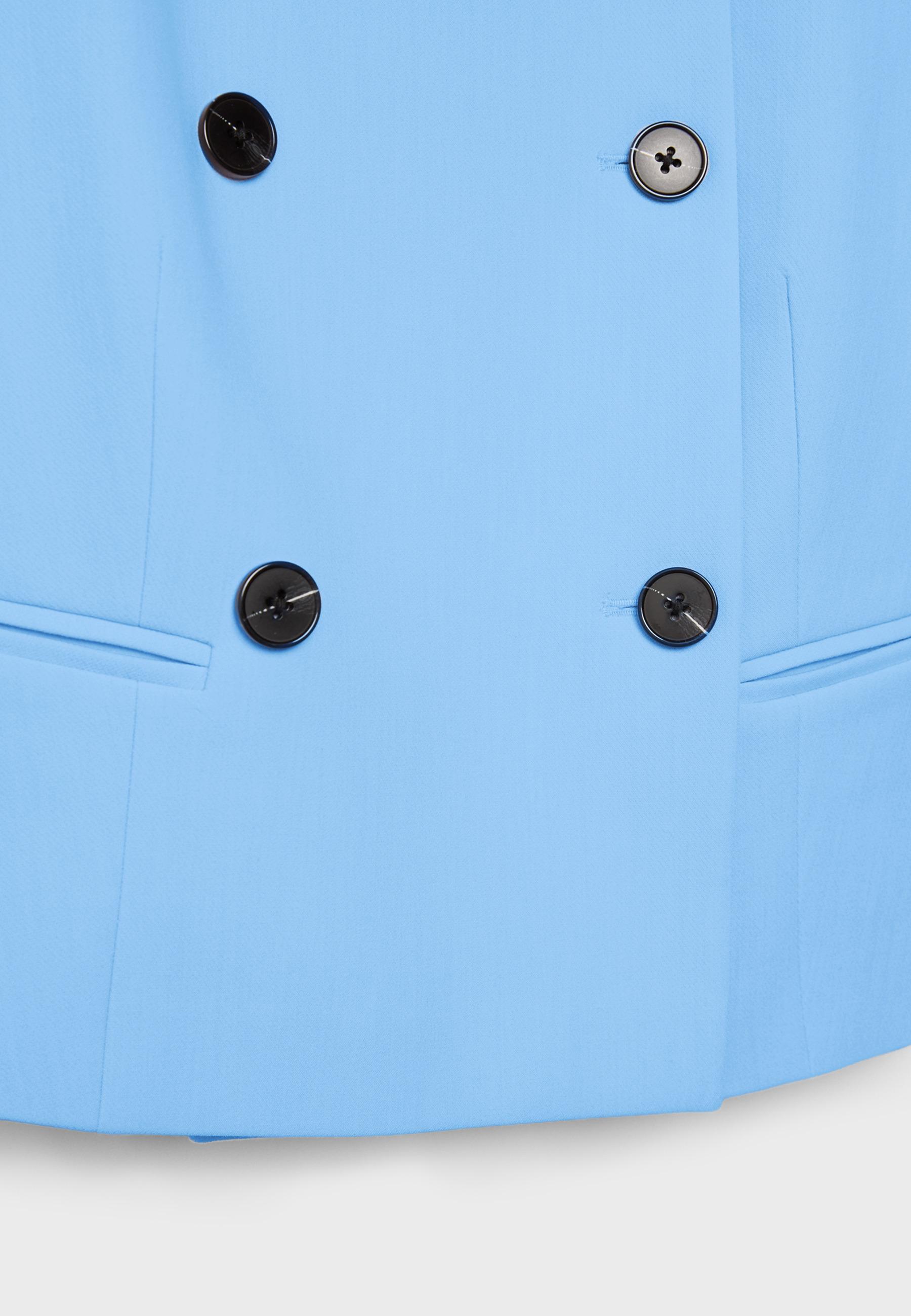 Cropped round neck blazer — Sky blue