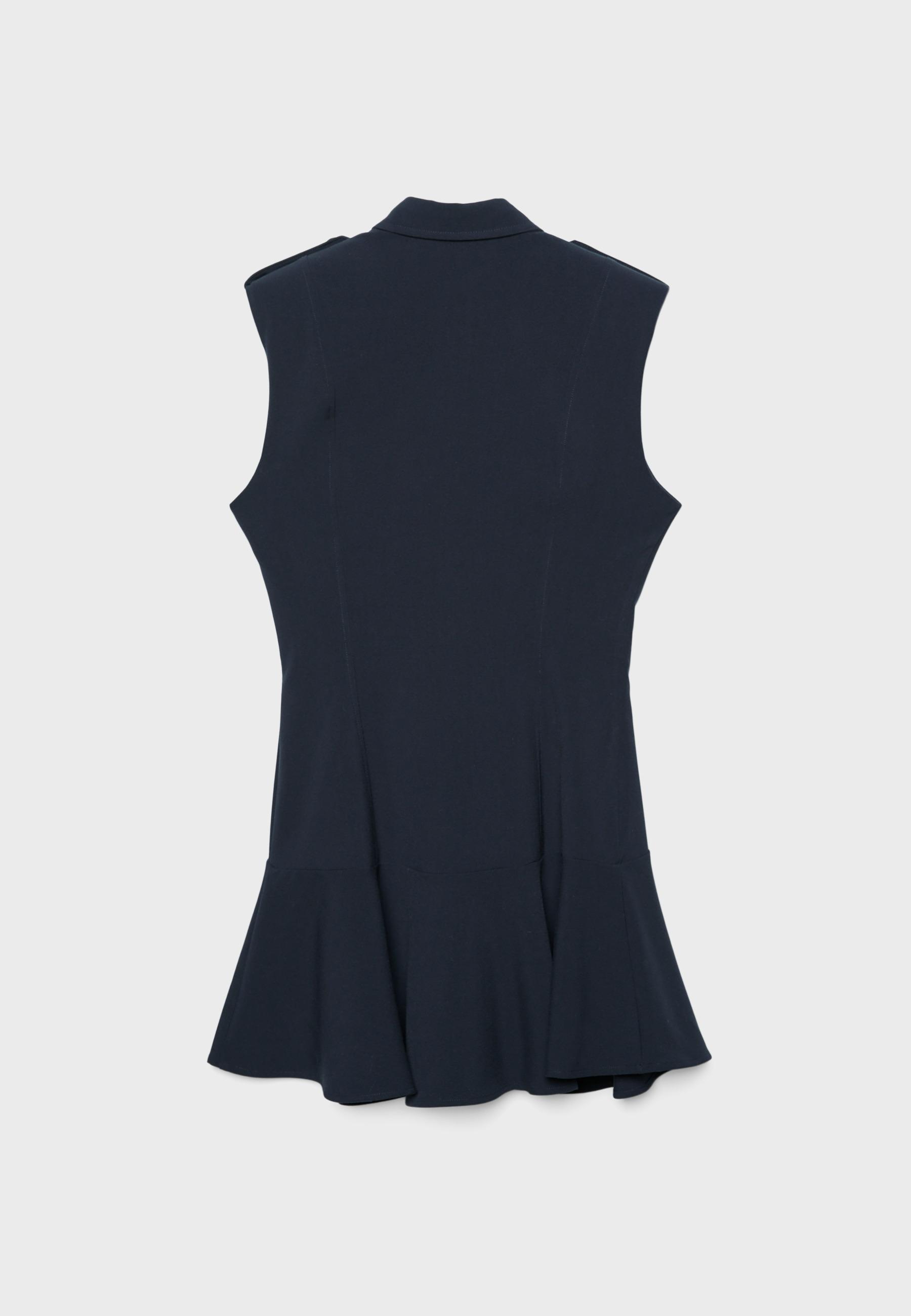 Short sleeveless buttoned dress — Dark blue