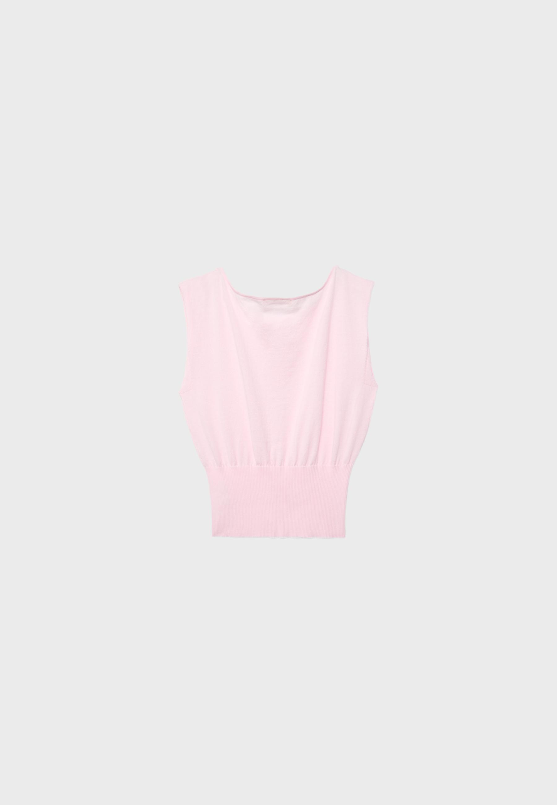 Knit top with sash — Pastel pink
