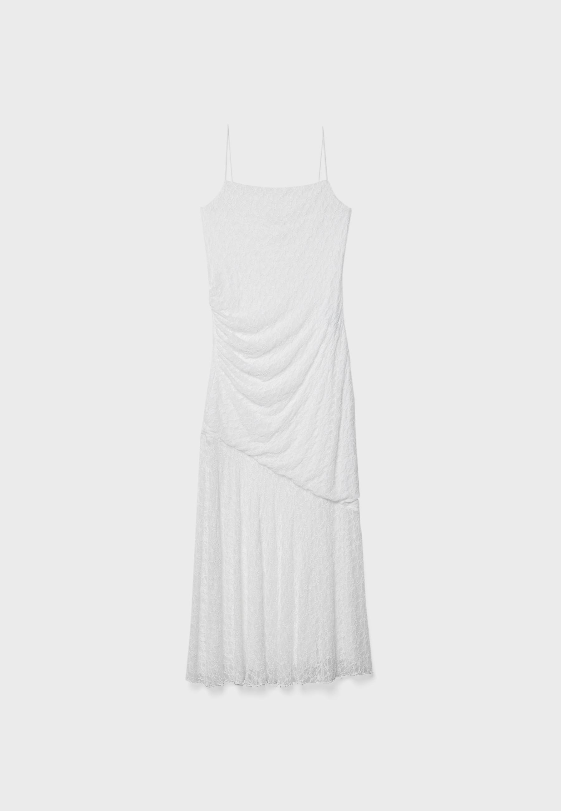 Lace strappy midi dress — Ecru