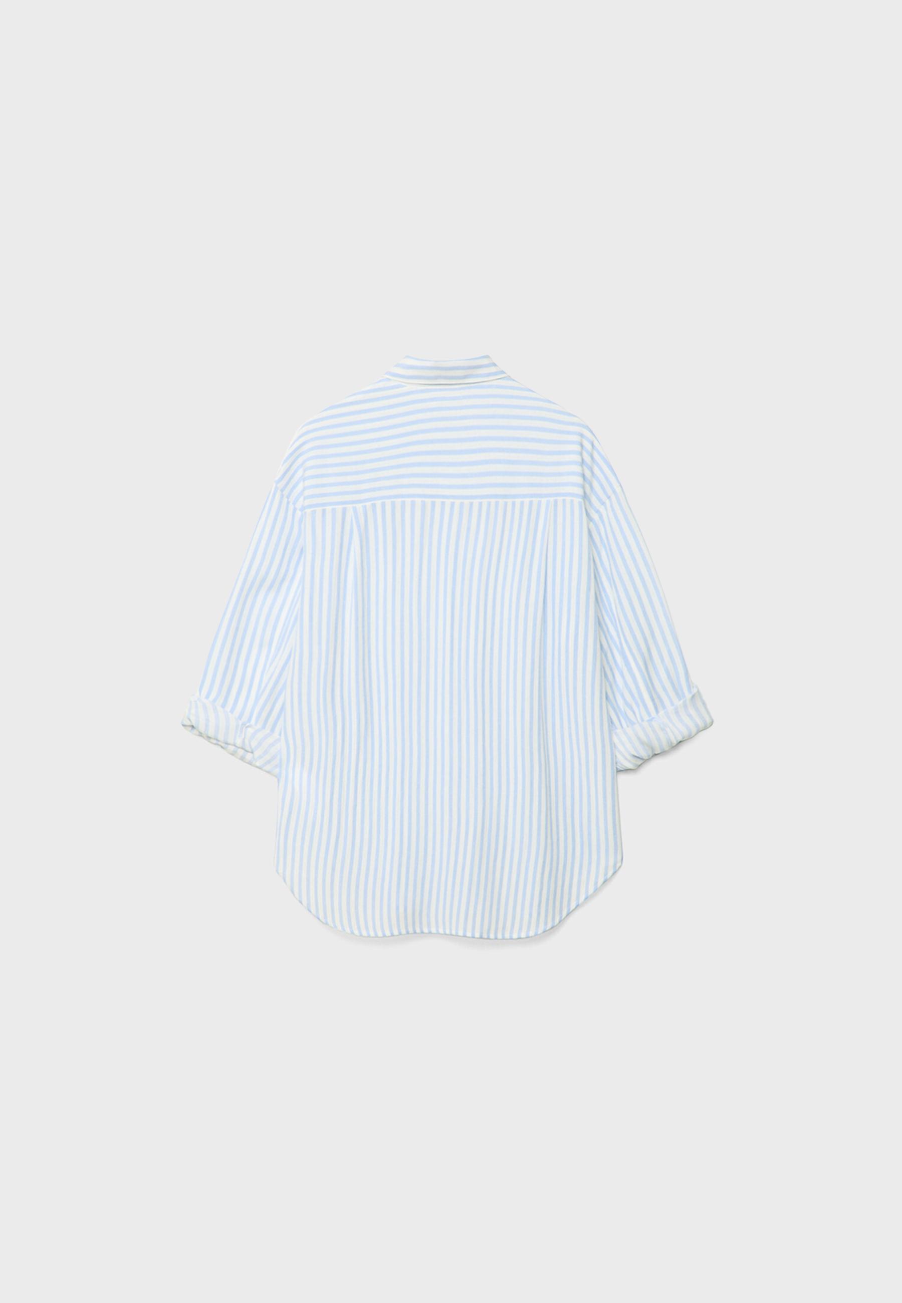 Linen-look flowing shirt — Sky blue