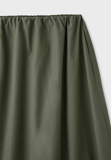 Poplin balloon maxi skirt — Khaki 9
