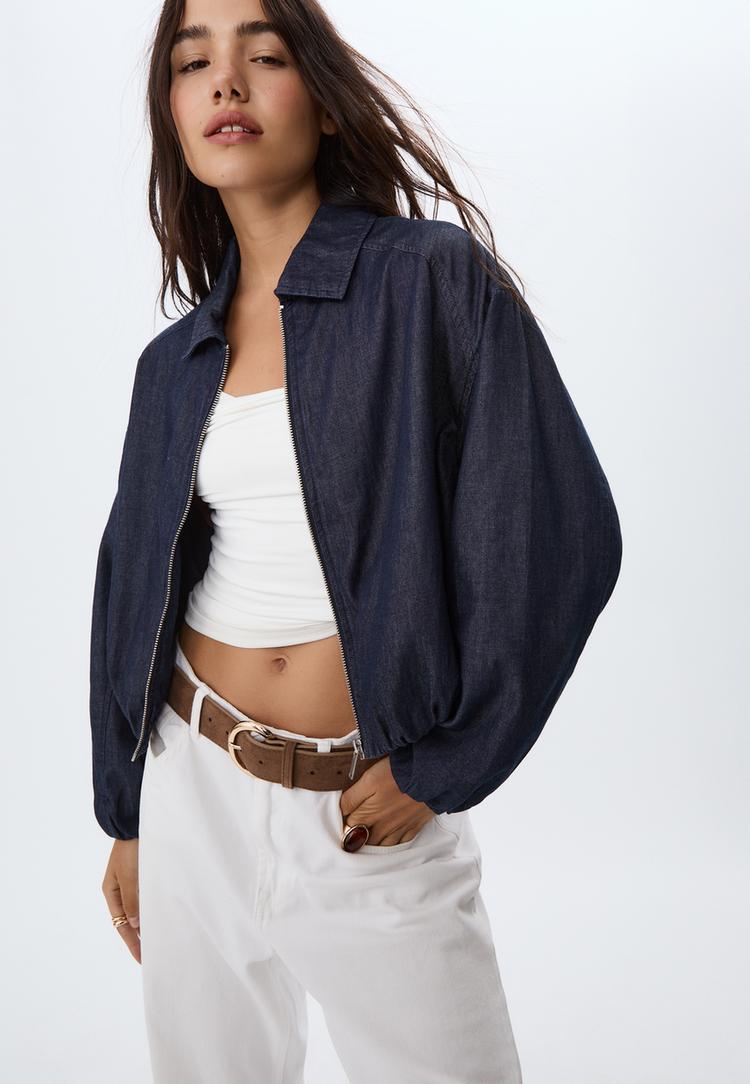 denim puffer jacket