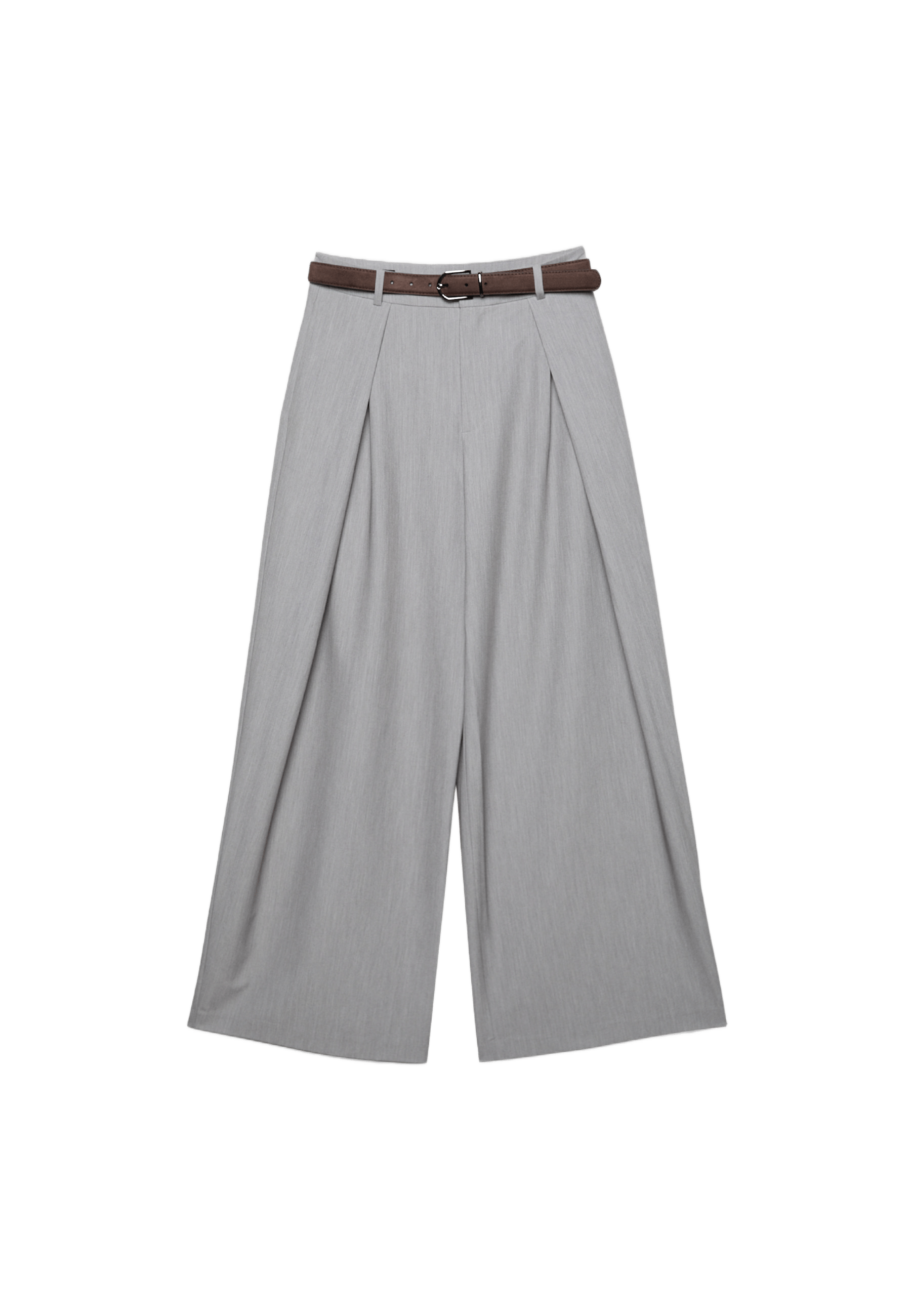 Maxi-dart trousers with belt — Grey melange