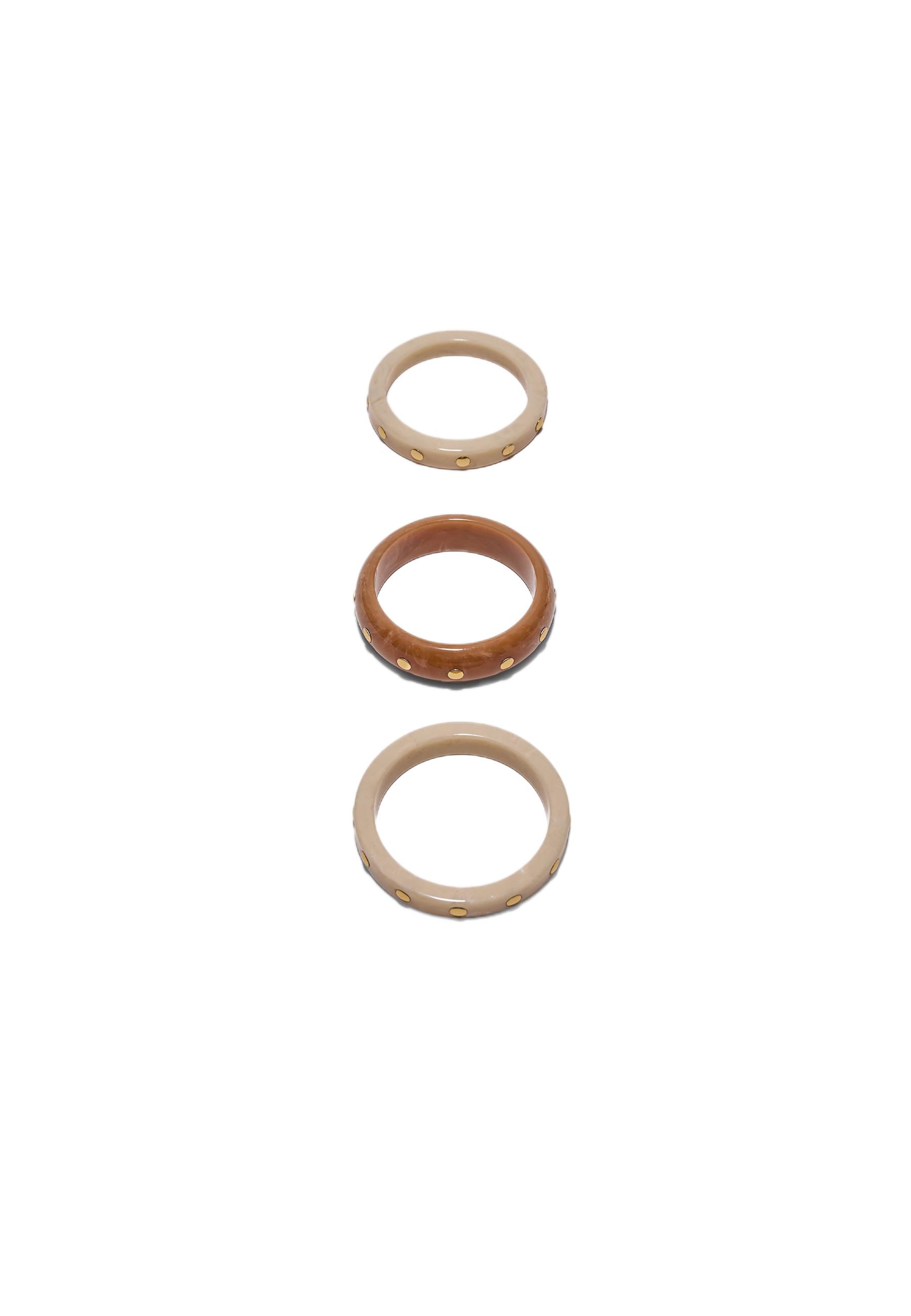 Set of 3 rigid studded bracelets — Brown