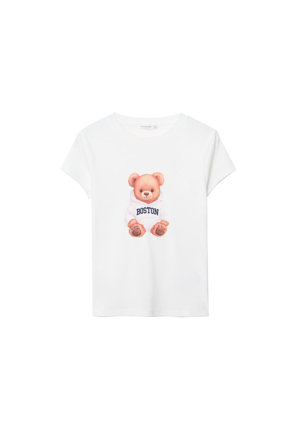 Fitted bear print T-shirt