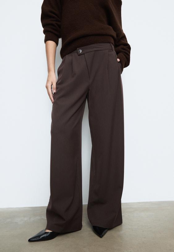 pantalon vestir casual cintura cruzada rayas