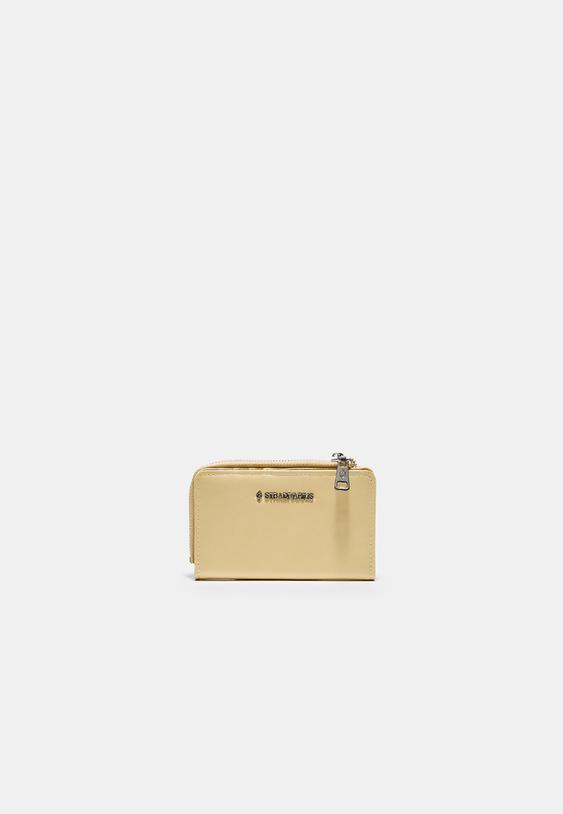 Stradivarius Leather Effect Card Holder Gold Os