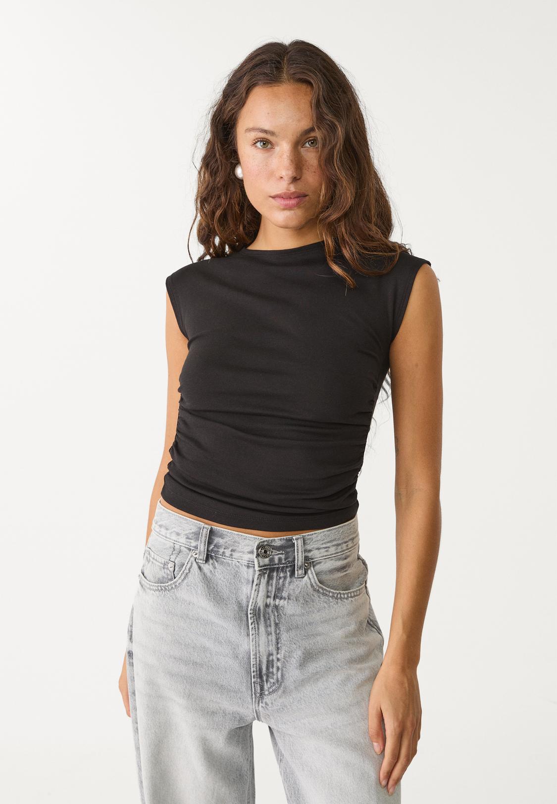 Camisa Negra Stradivarius Blusa Negra Camisa Negra Stradivarius