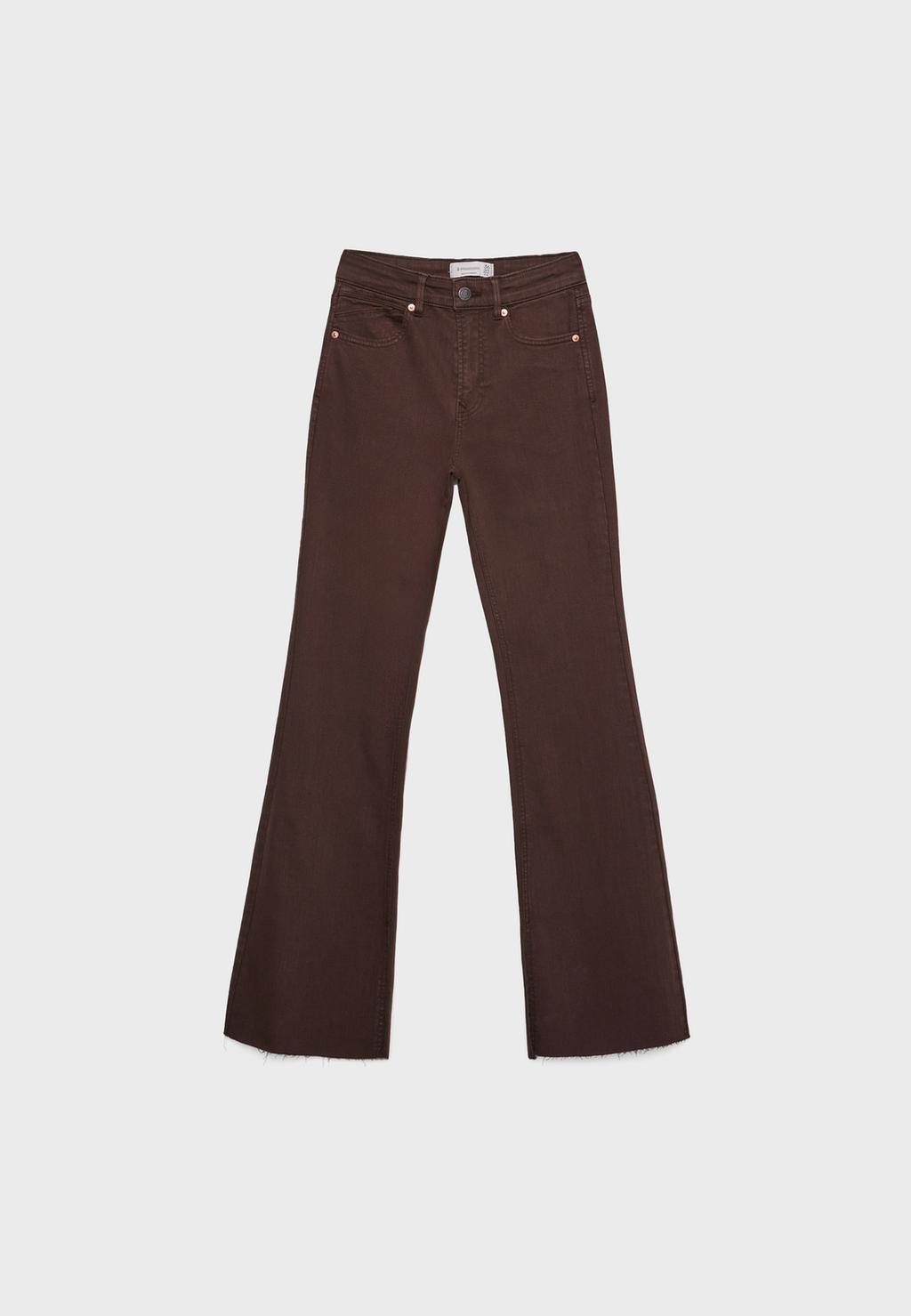 D74 Flare stretch slit trousers