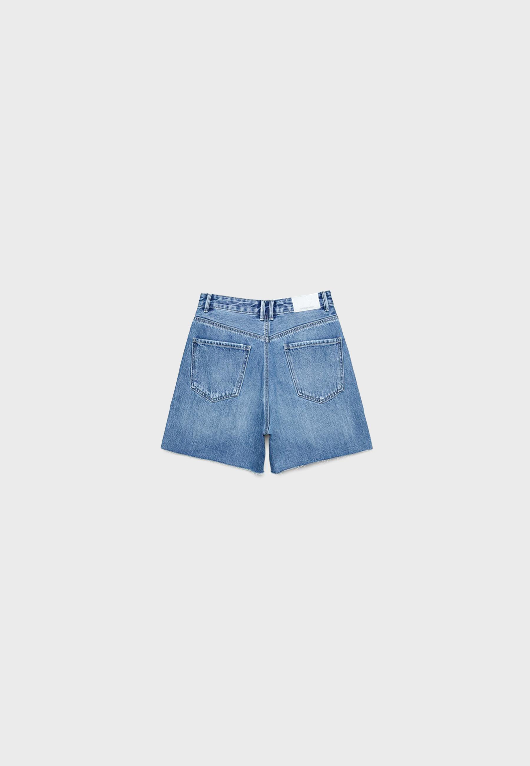 ★BAD BLOOD★ Convex Denim Long Bermuda Pants 3color KBOPLEMQ Women's 3/4 Jeans Baggy Jeans Shorts Retro Summer