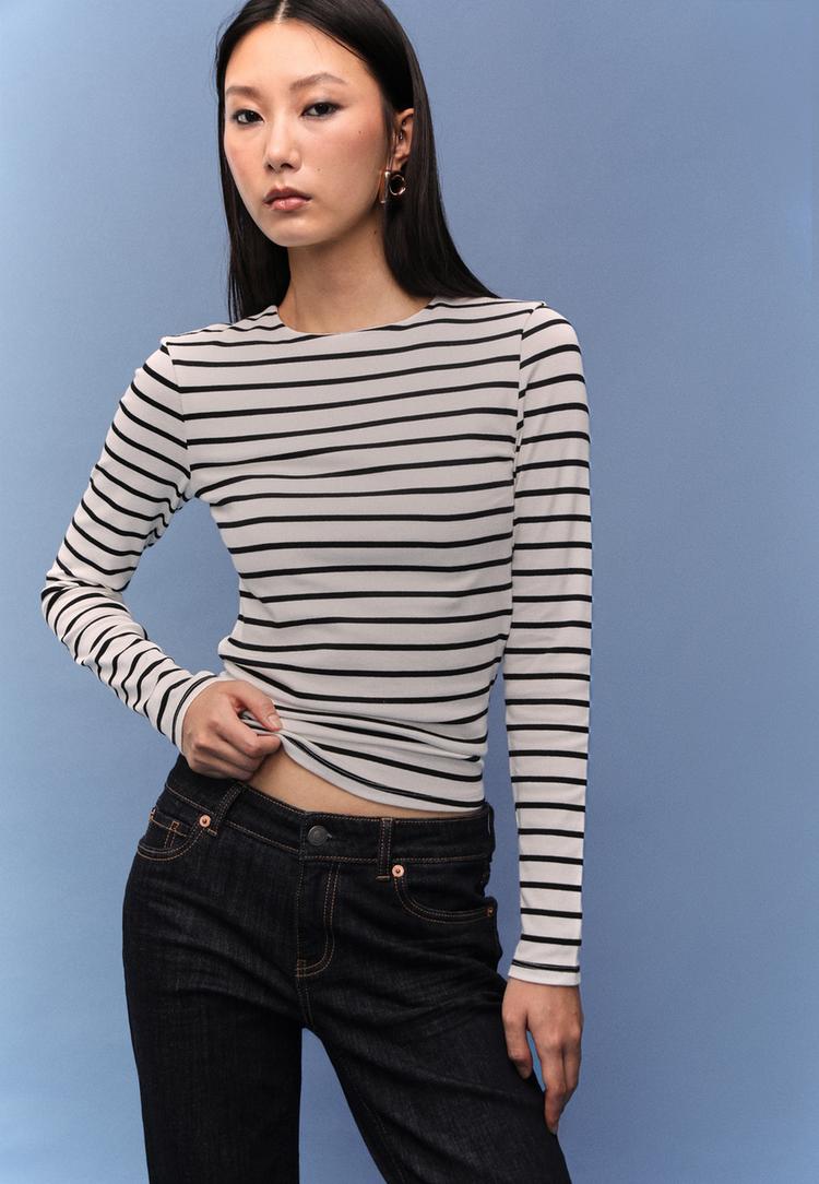 basic long sleeve striped t shirt