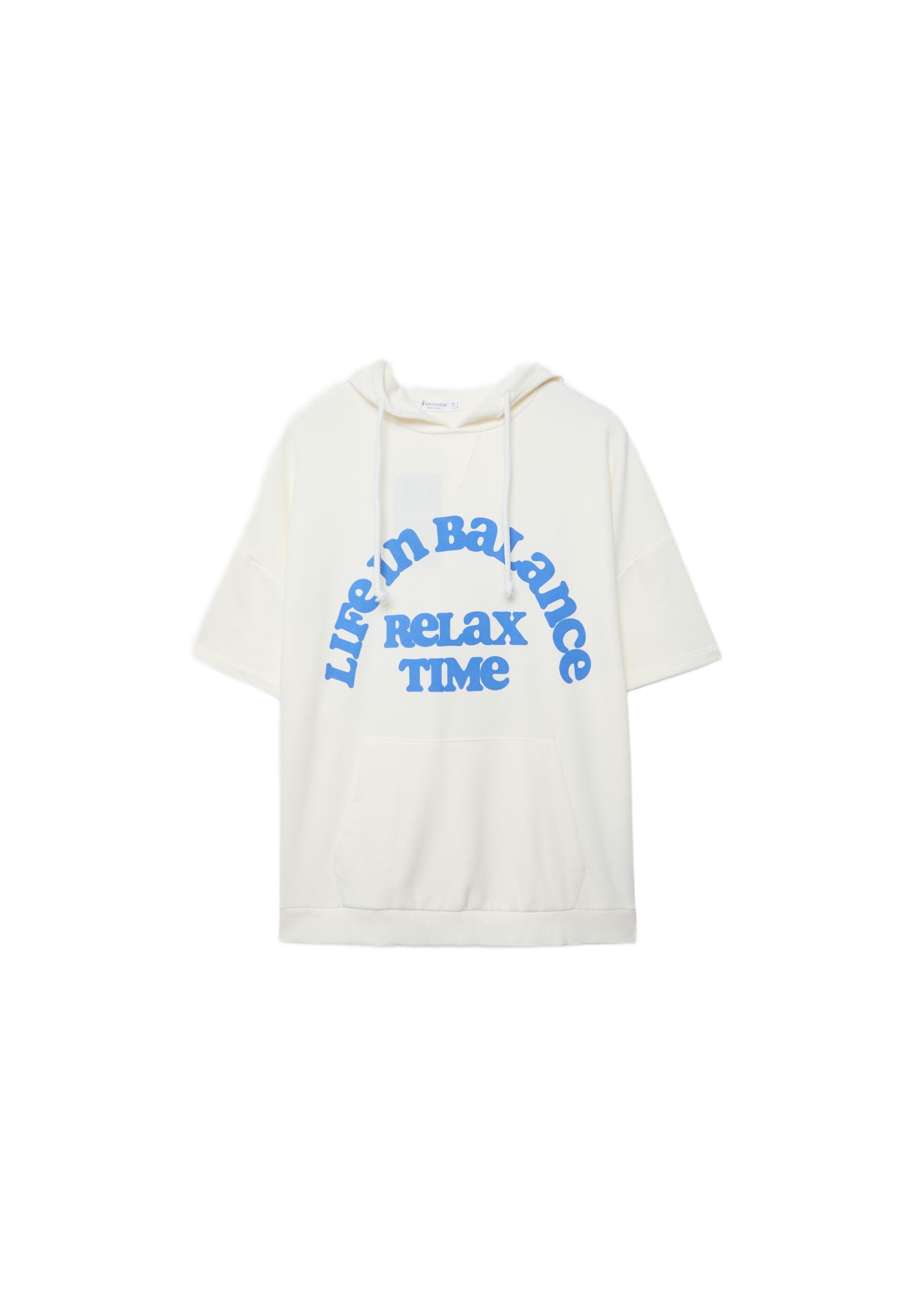 Short-sleeve hoodie — Ecru