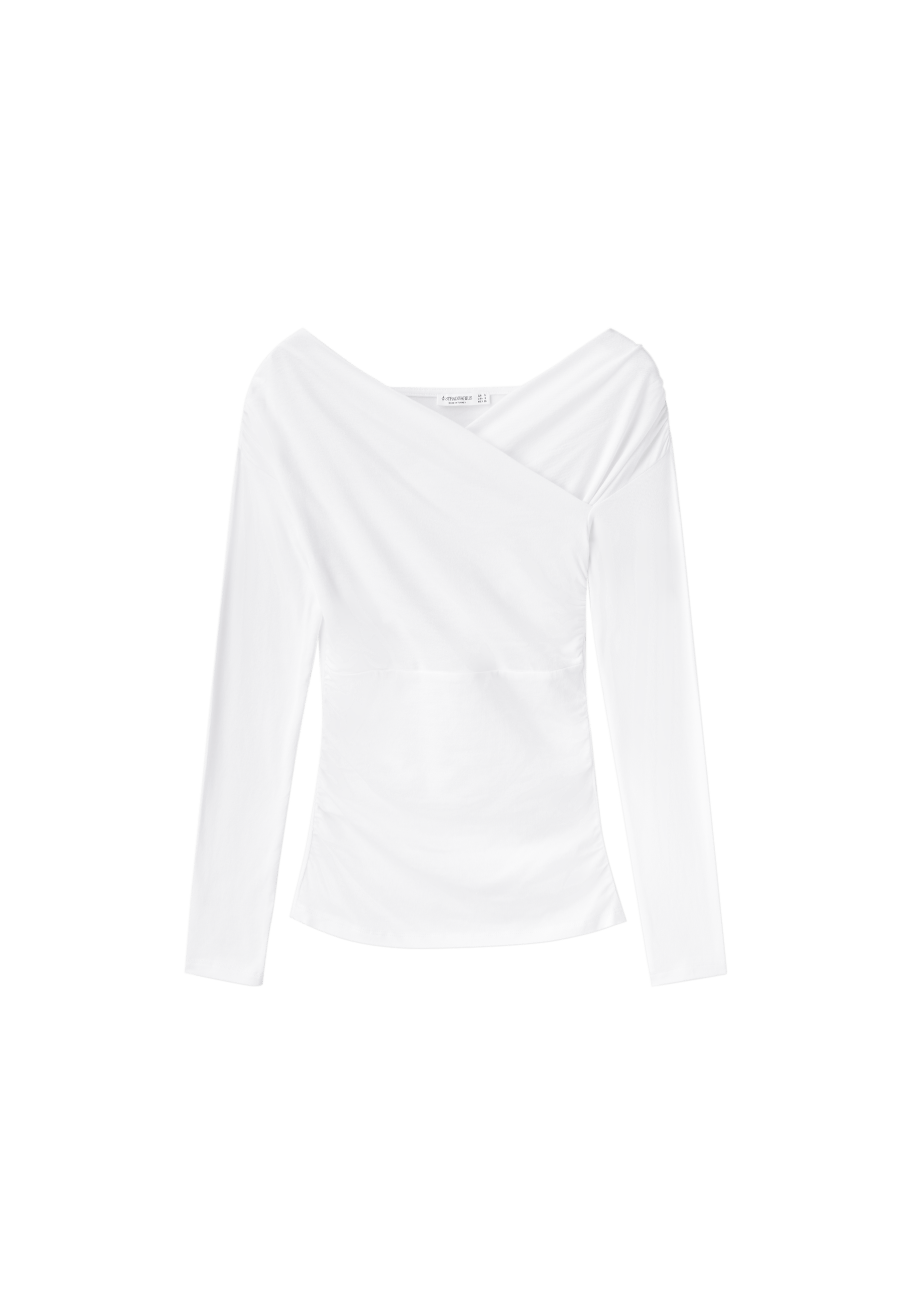 Stradivarius Çapraz kayık yaka t-shirt görsel 5