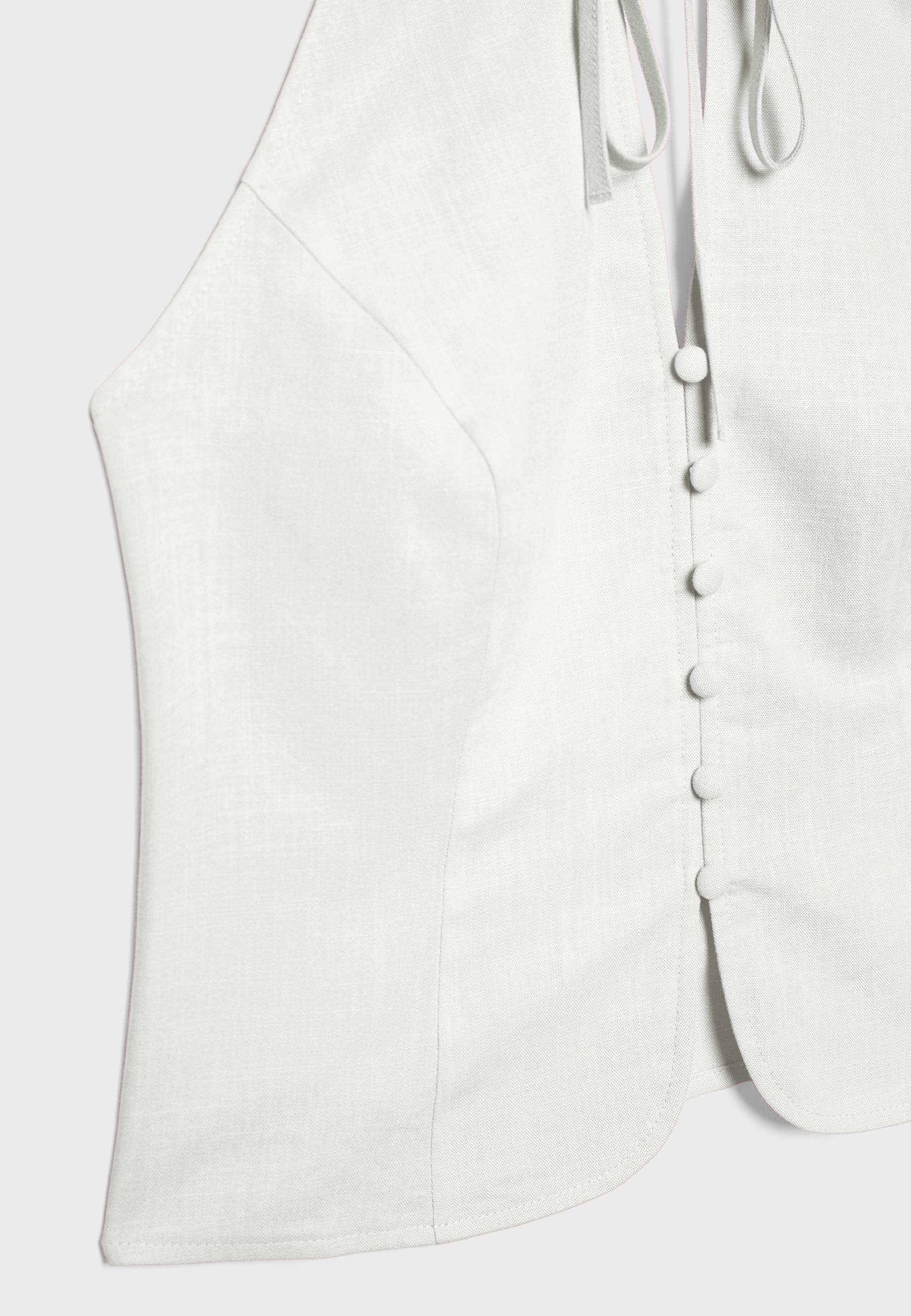 Buttoned halter top — White