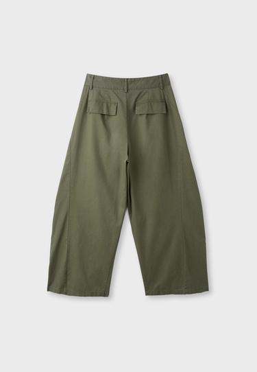 100% cotton barrel trousers — Khaki 7