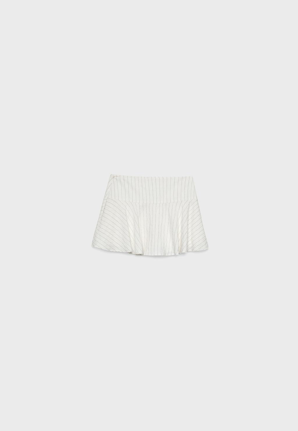 Falda pantalón mini rayas con lino