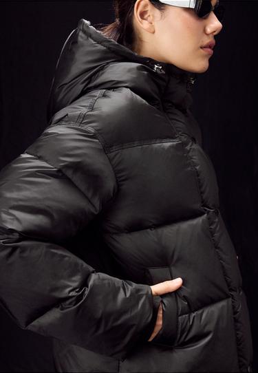 Satin hooded padded puffer jacket — Black 6