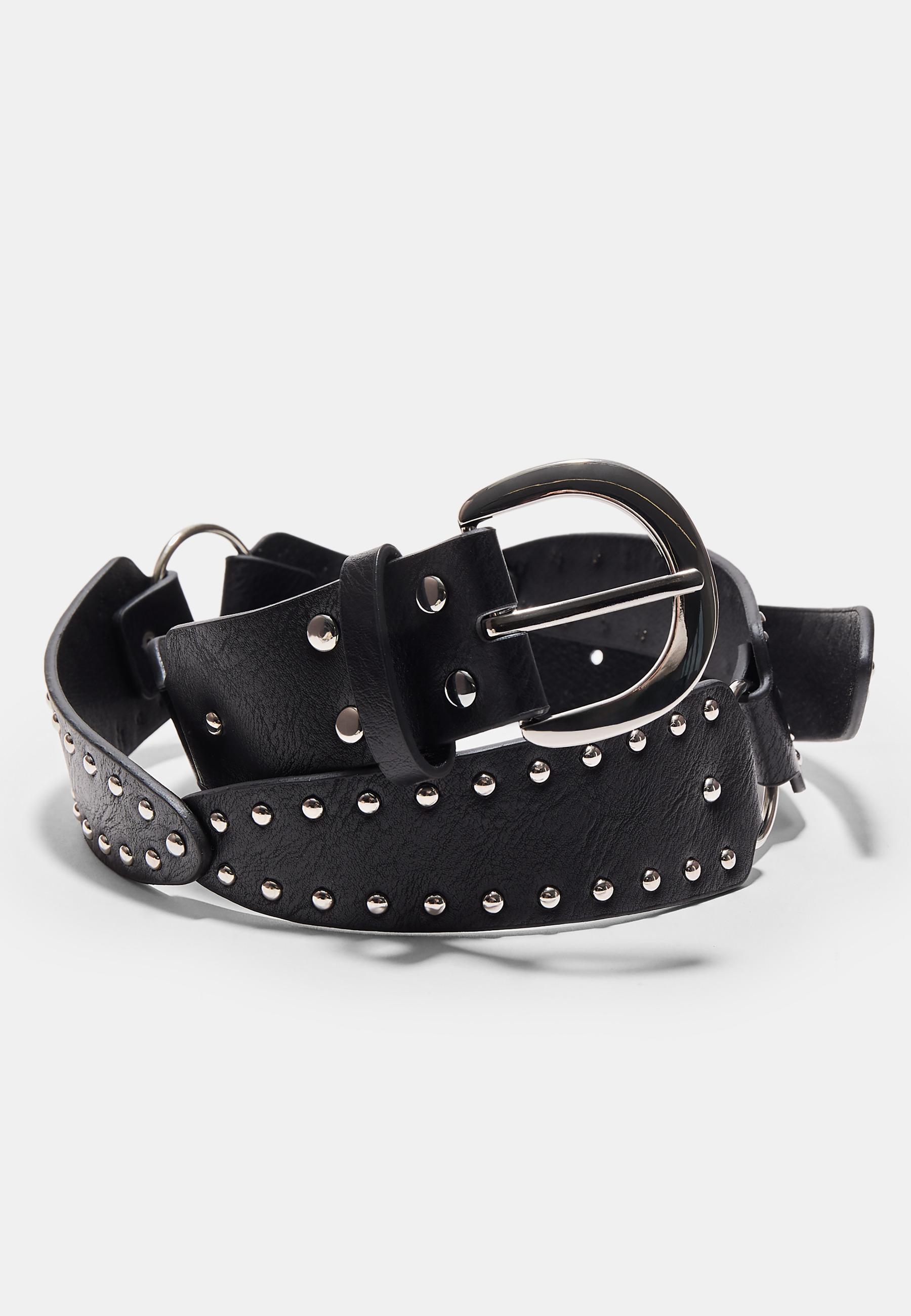 Belt with elongated stud pieces — Black