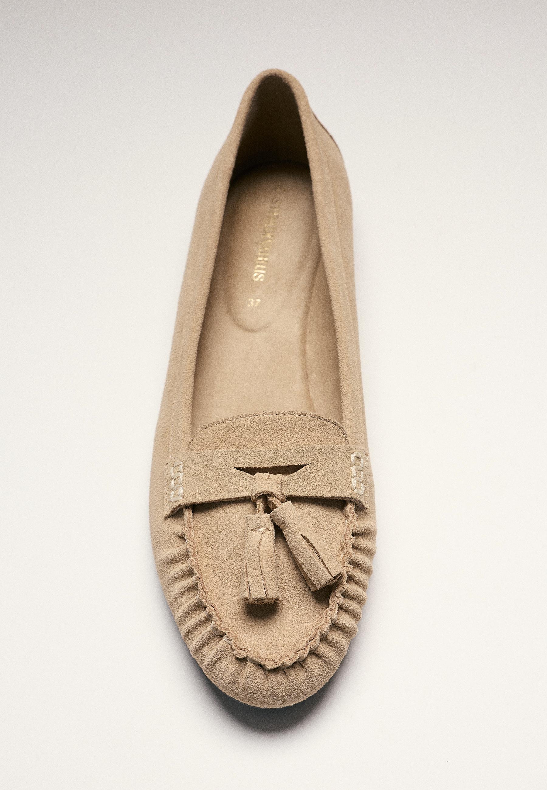Leather tassel loafers — BEIGE