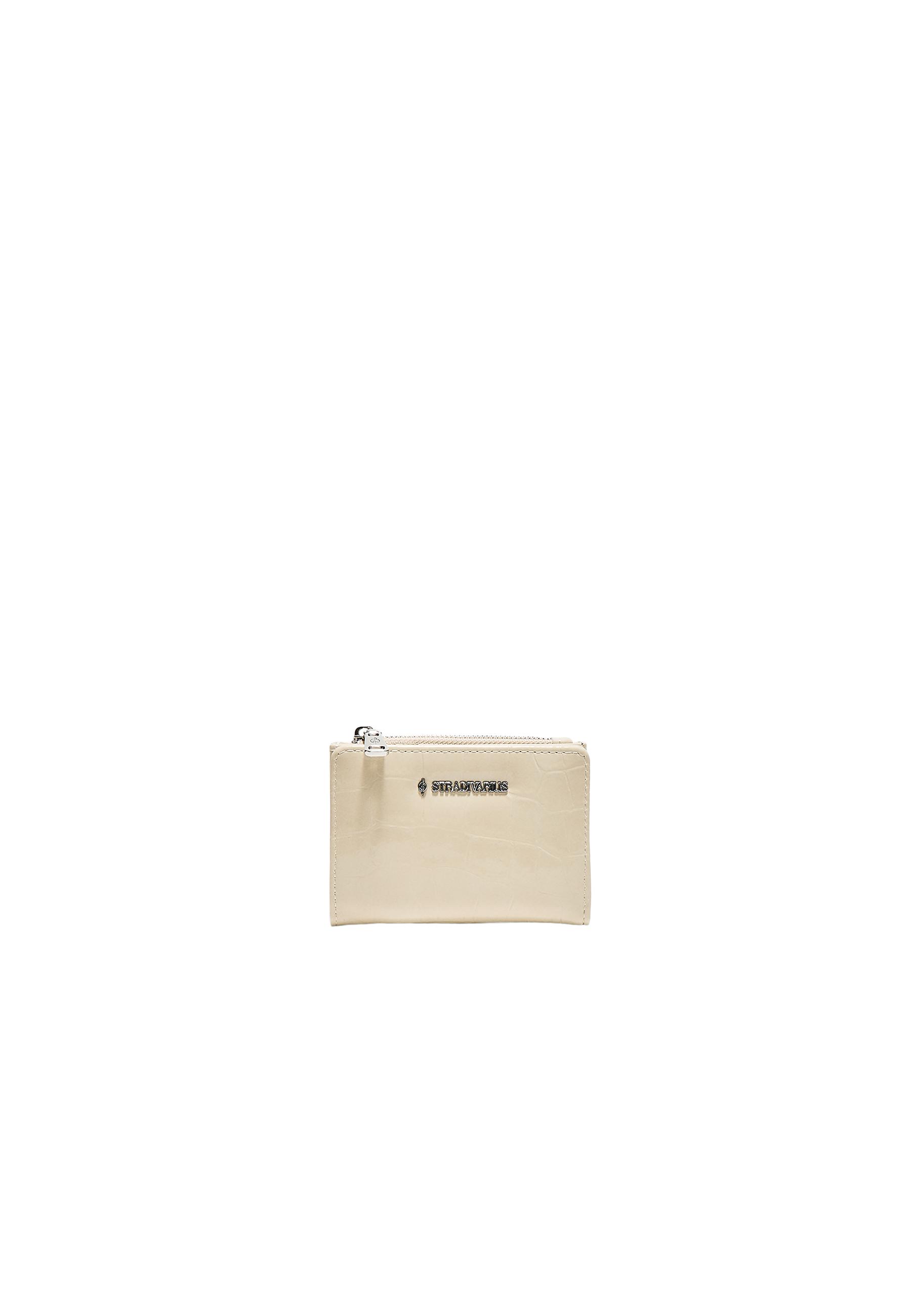 Mock croc card holder purse — Ecru