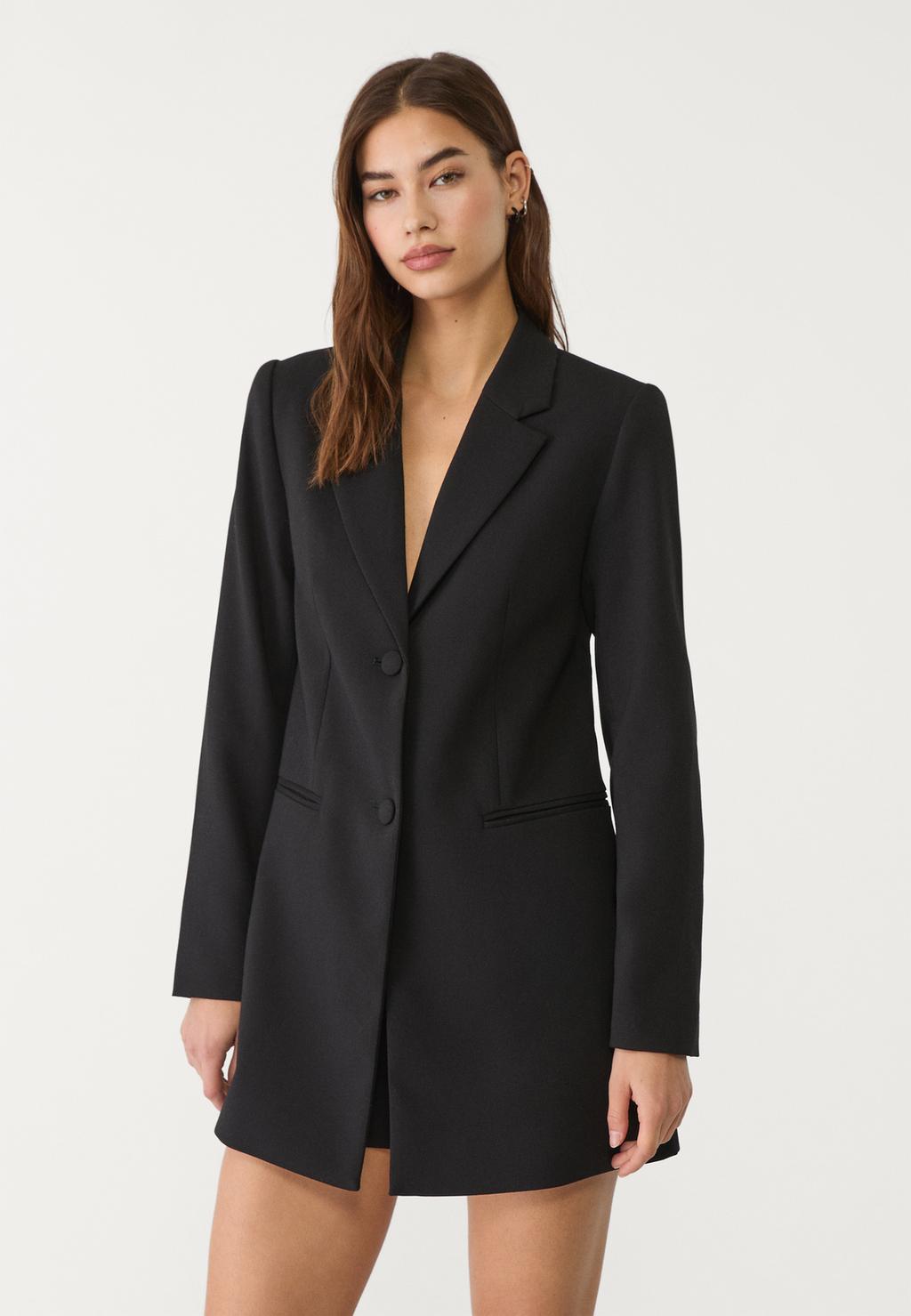 Blazer playsuit with a low-cut back