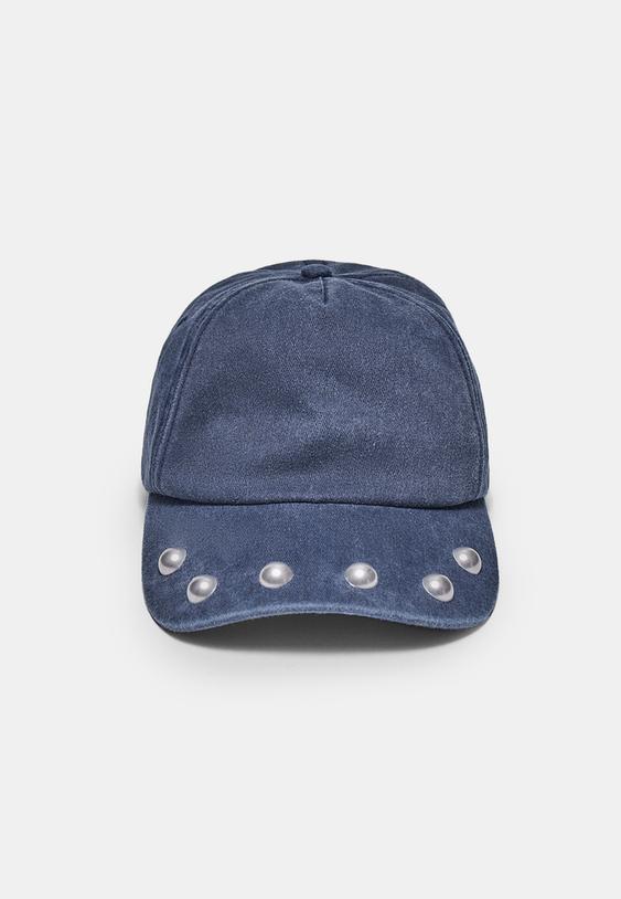 berretto borchie effetto lavato