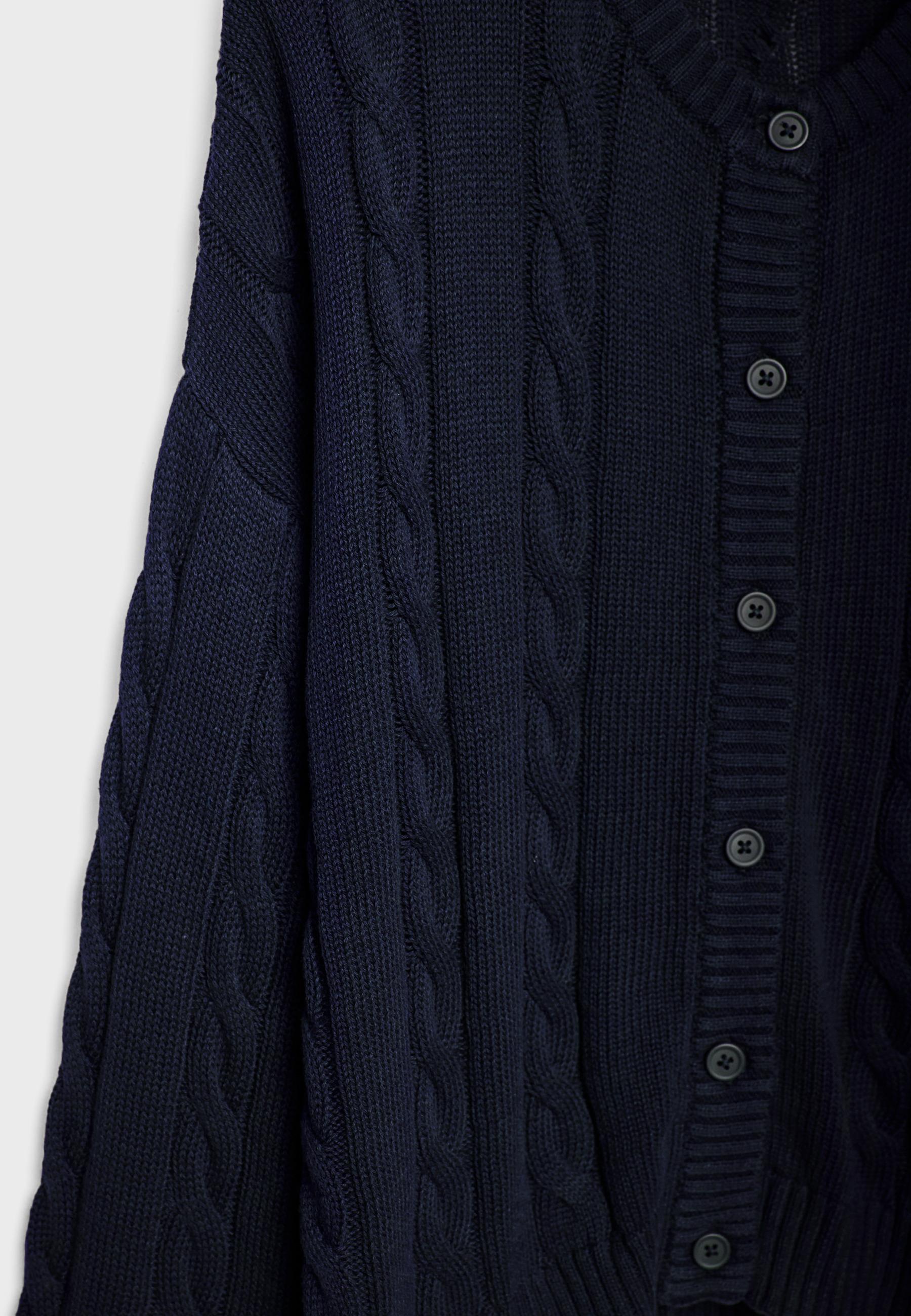 Button-up cable knit cardigan — Navy blue