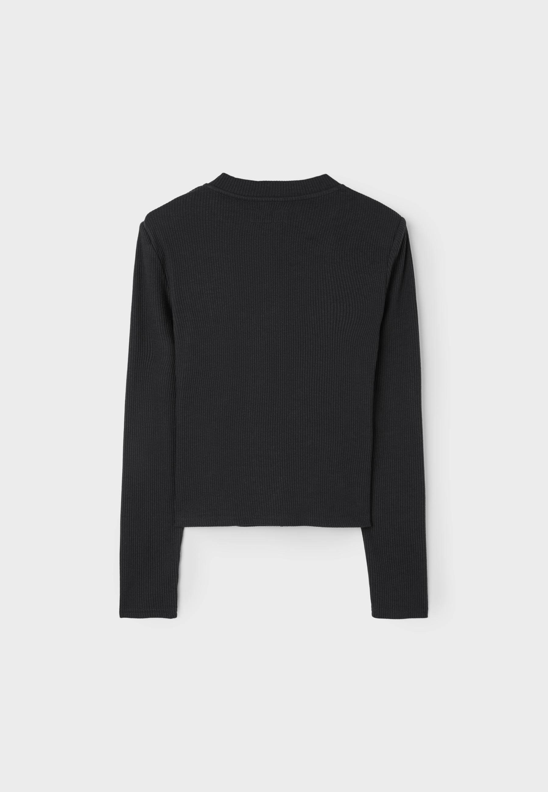 Knit cardigan with shoulder pads — Black