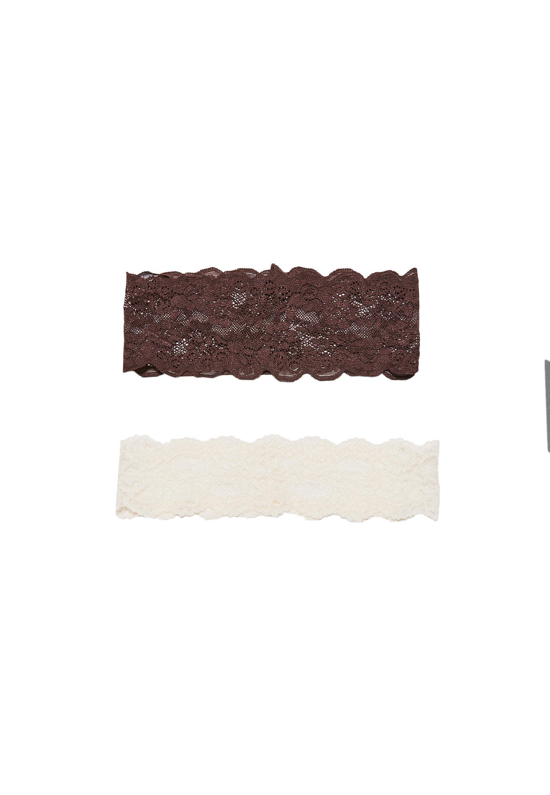 Set of 2 lace and fur hair ties — Black
