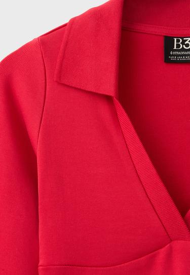 B03 Stretch polo T-shirt — Dark red 9