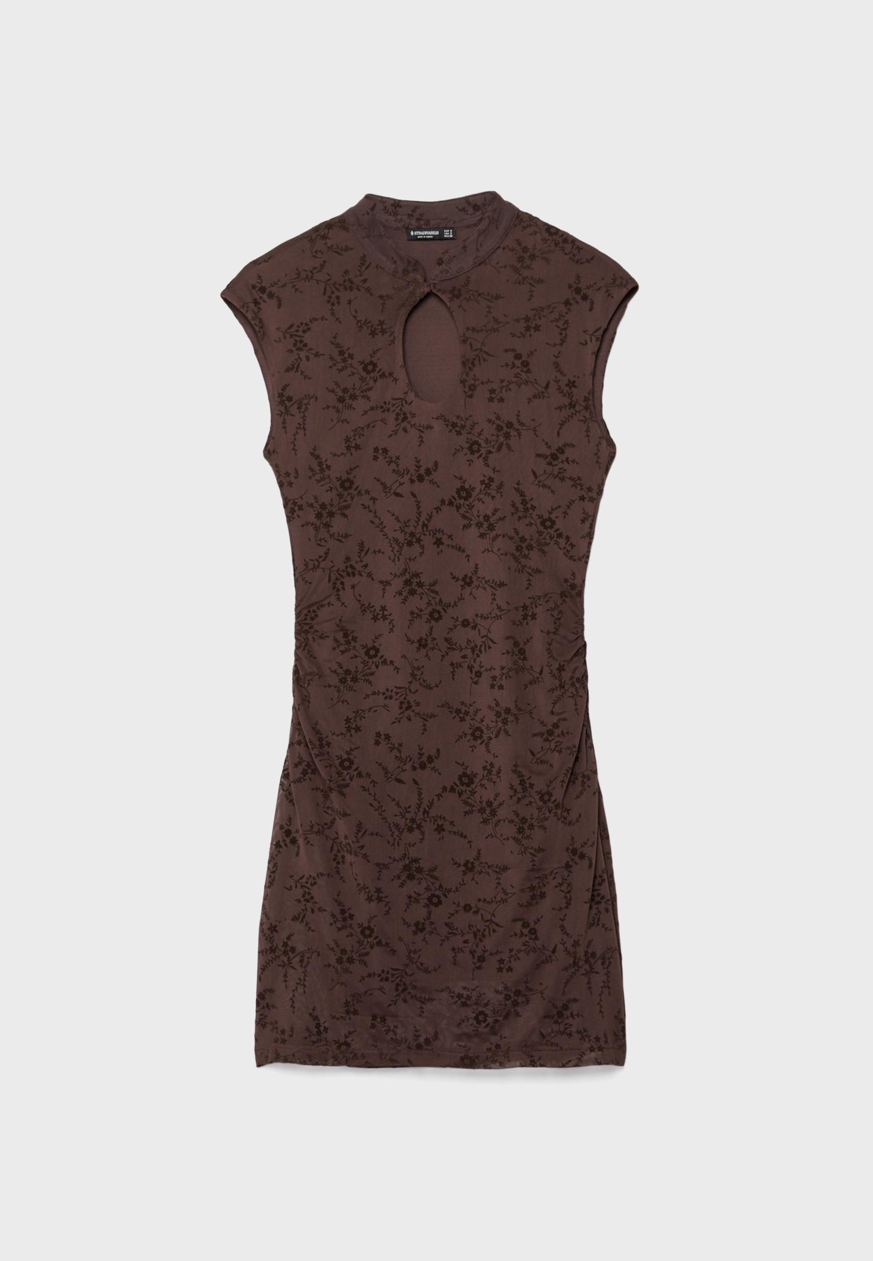 Short qipao style dress — Brown