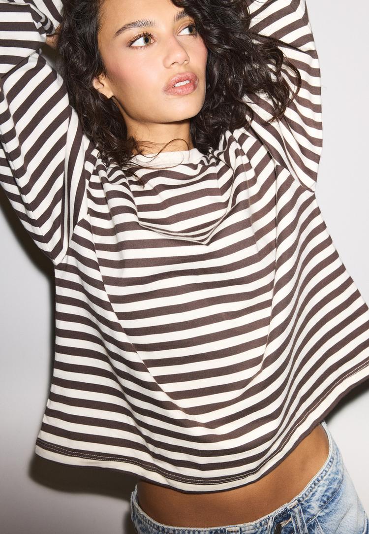 t shirt a manches longues a rayures