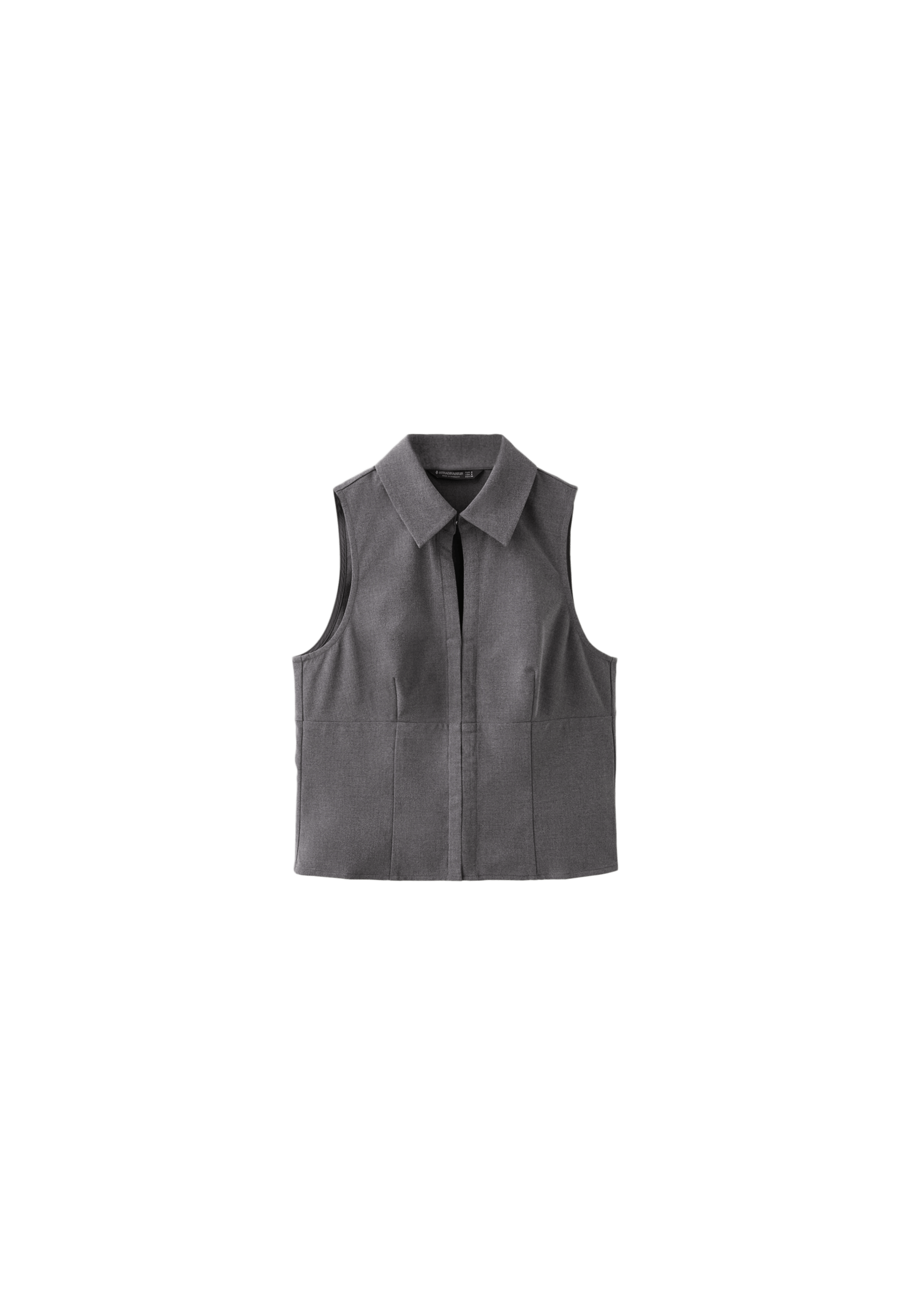 Sleeveless press stud top — Dark grey