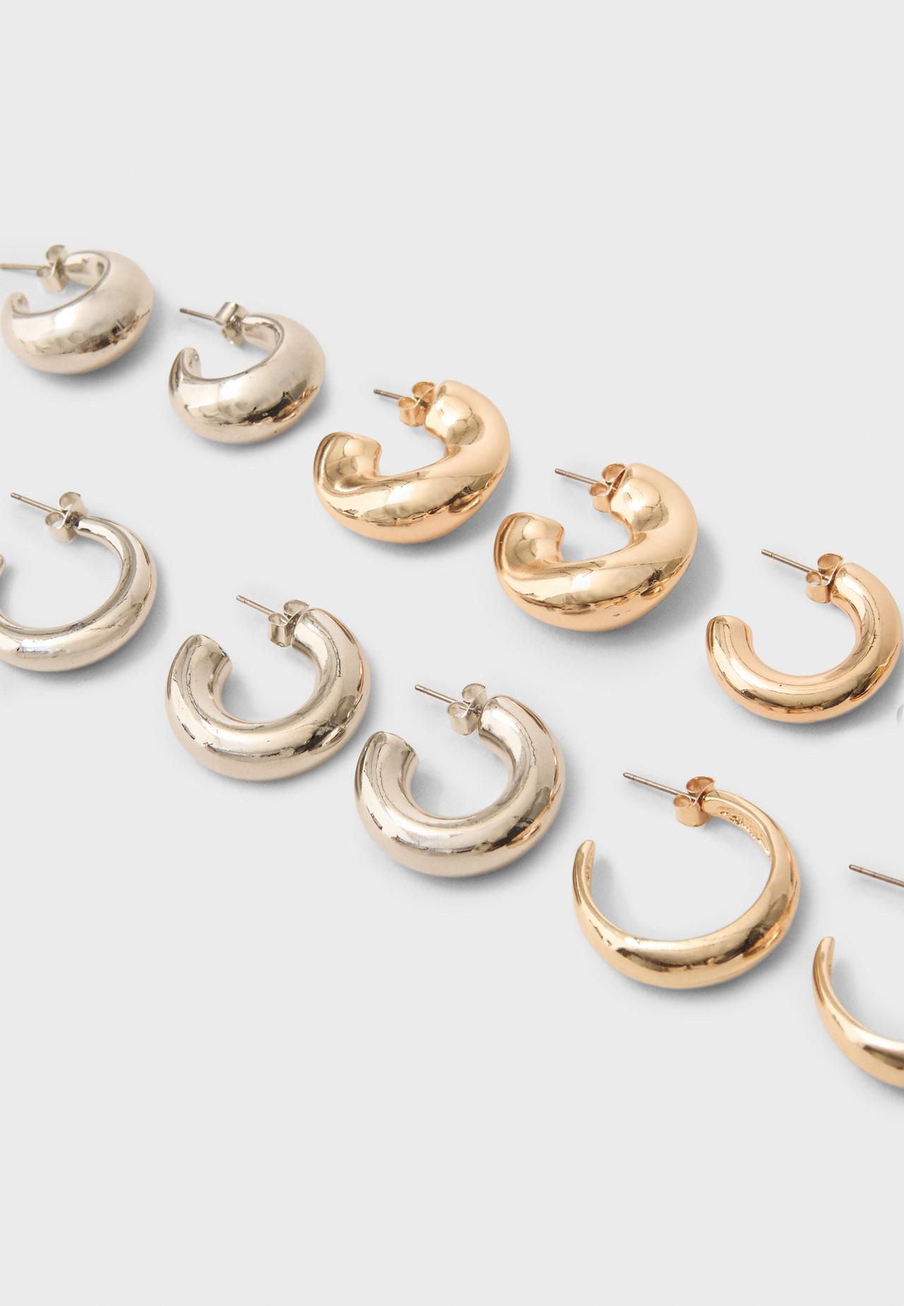 Set of 6 mixed-colour hoop earrings — Gold