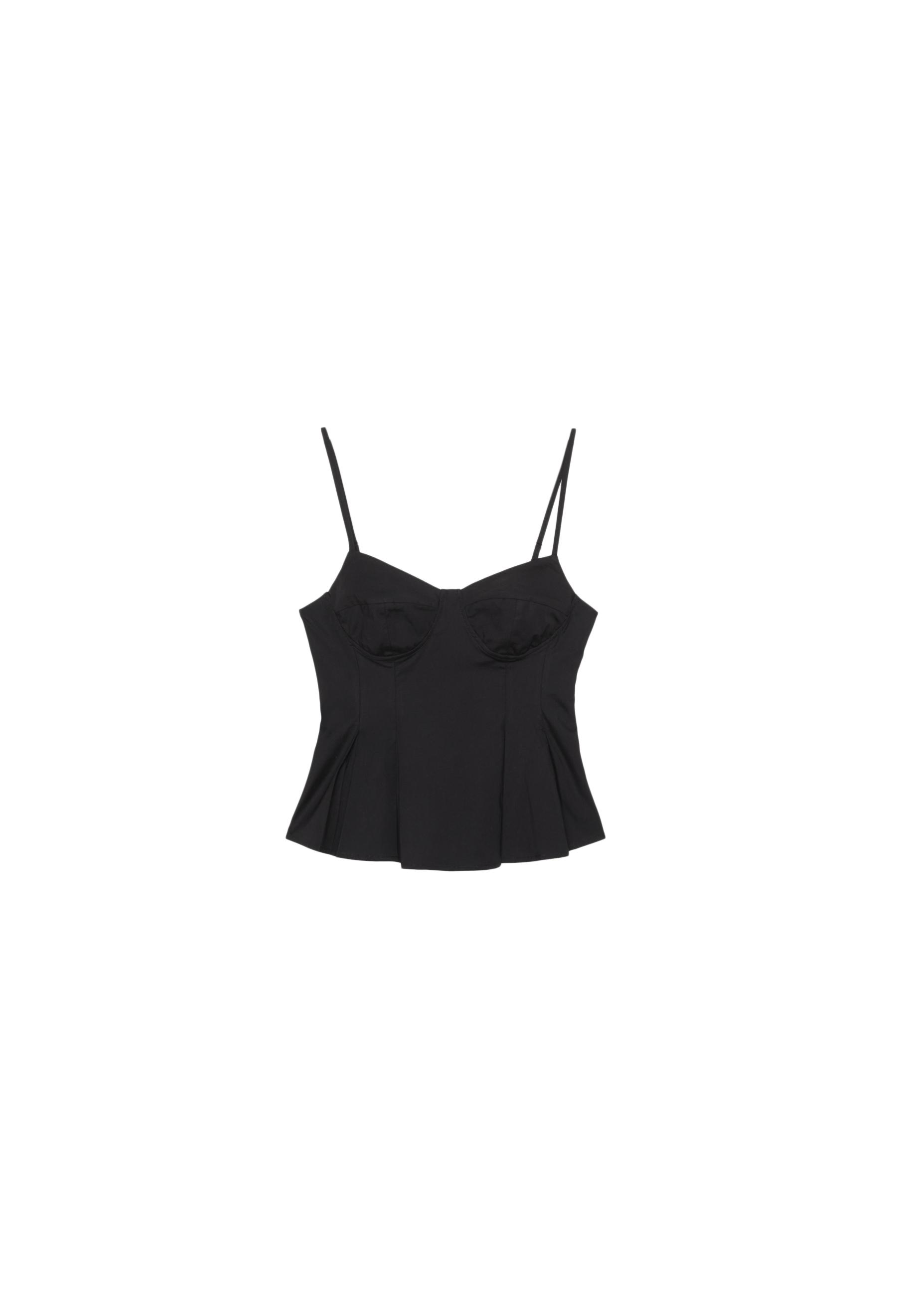 Fitted pleated top — Black