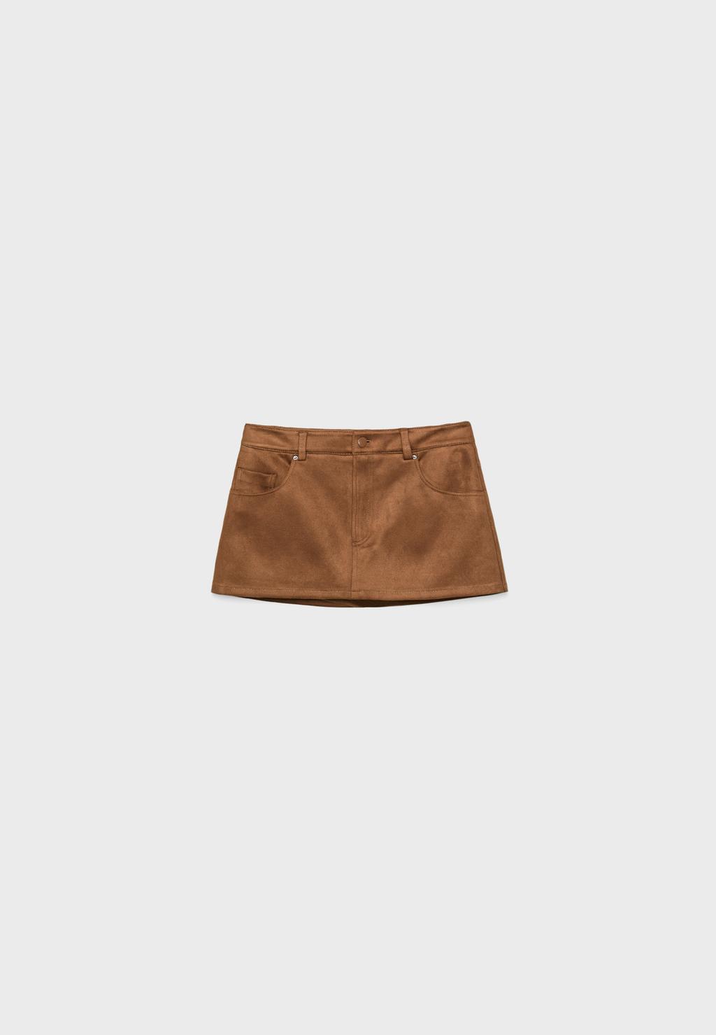 Faux suede skort