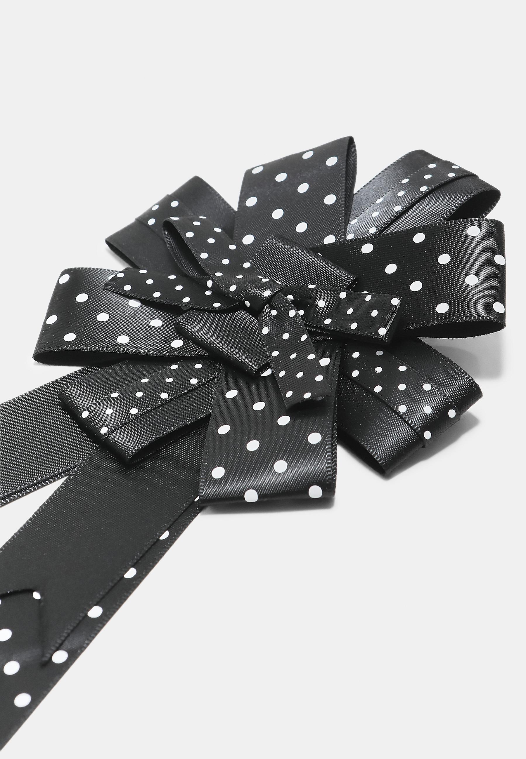 Polka dot bow brooch — Black