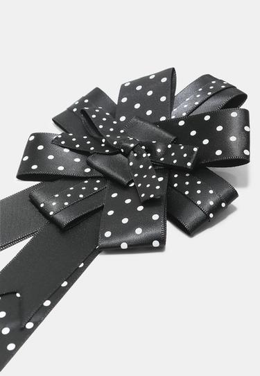Polka dot bow brooch — Black 3