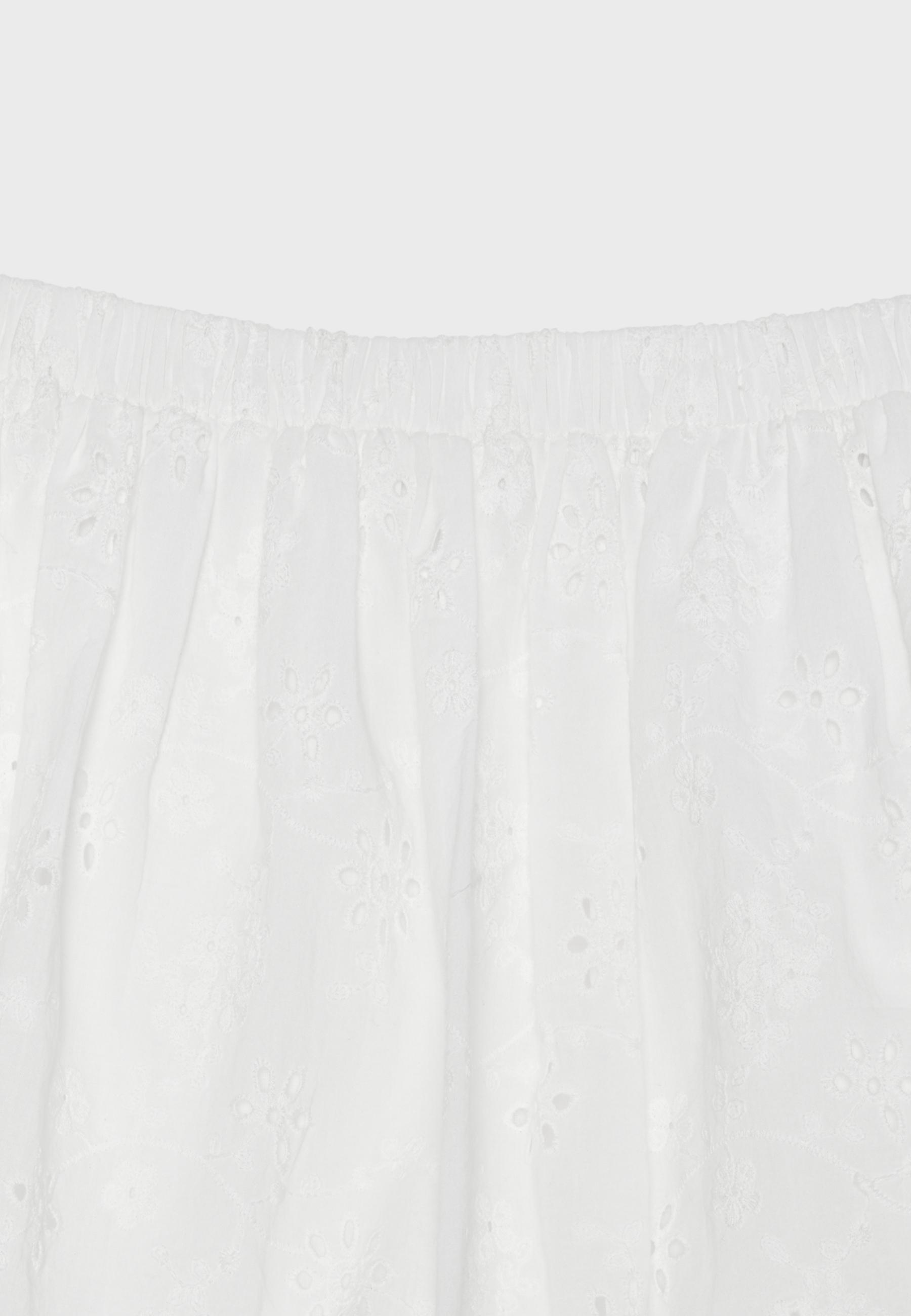 Swiss embroidery balloon skirt — White