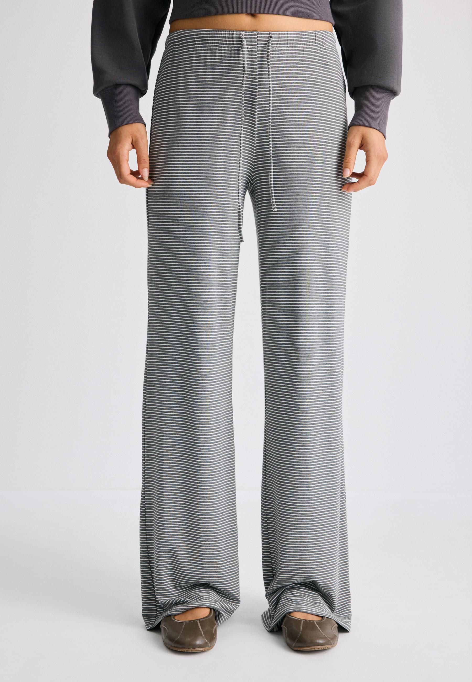 Striped slim-waist joggers — Grey melange