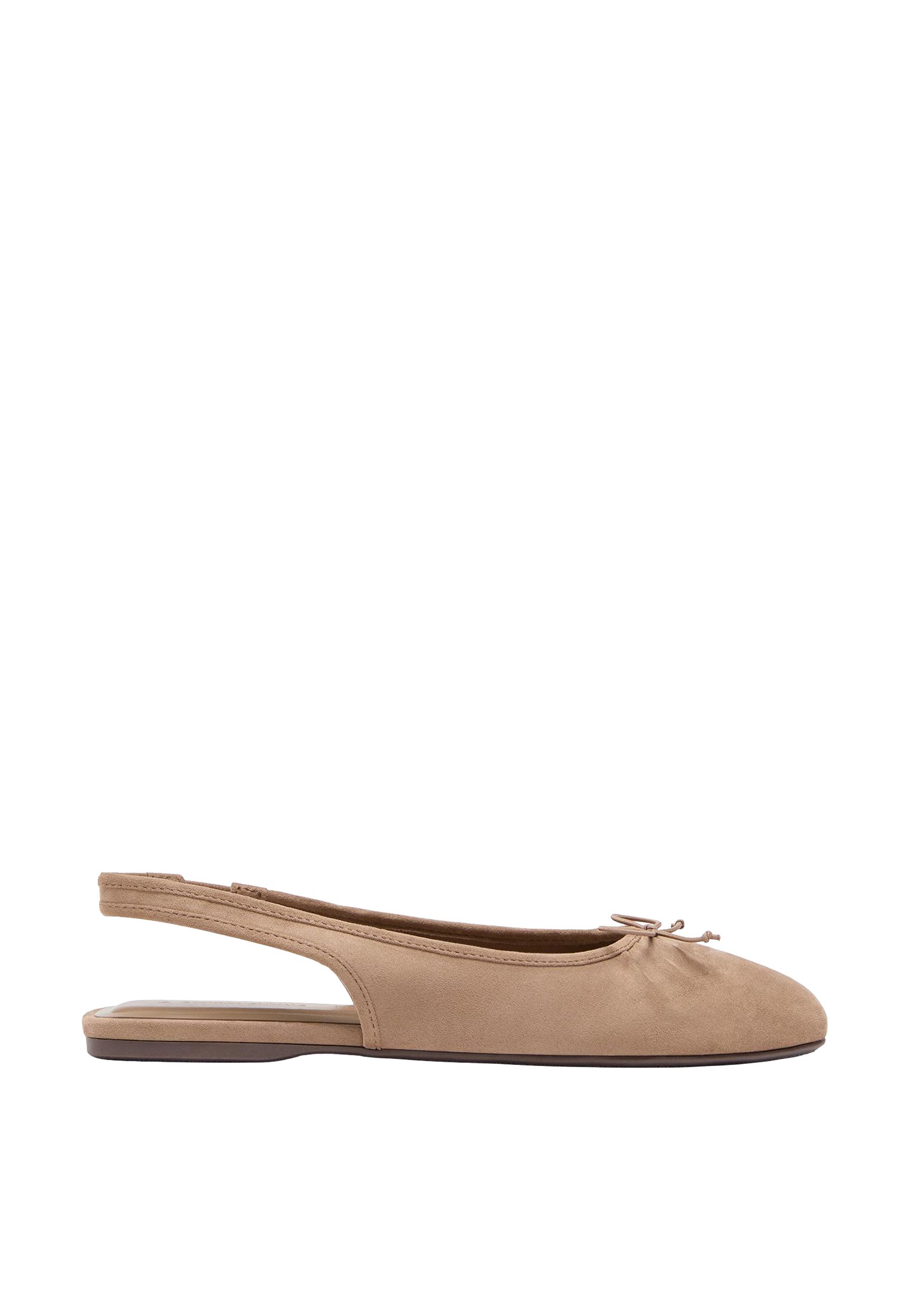 Faux suede slingback ballet flats — BEIGE