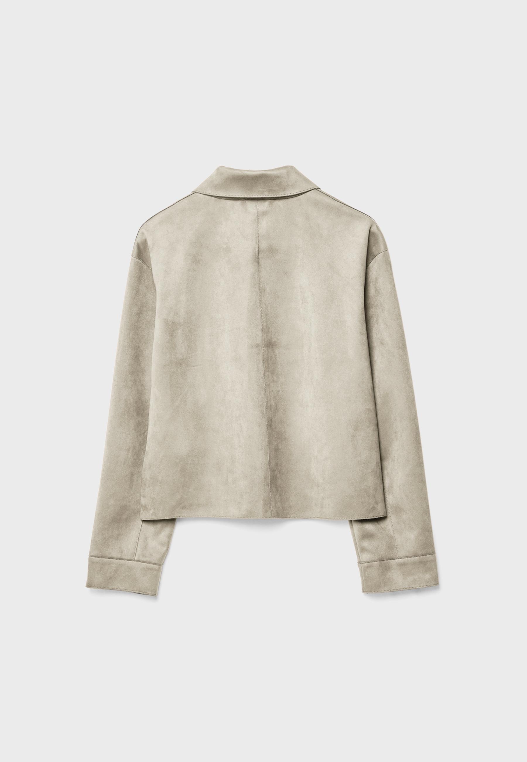 Faux suede jacket with pockets — Stone