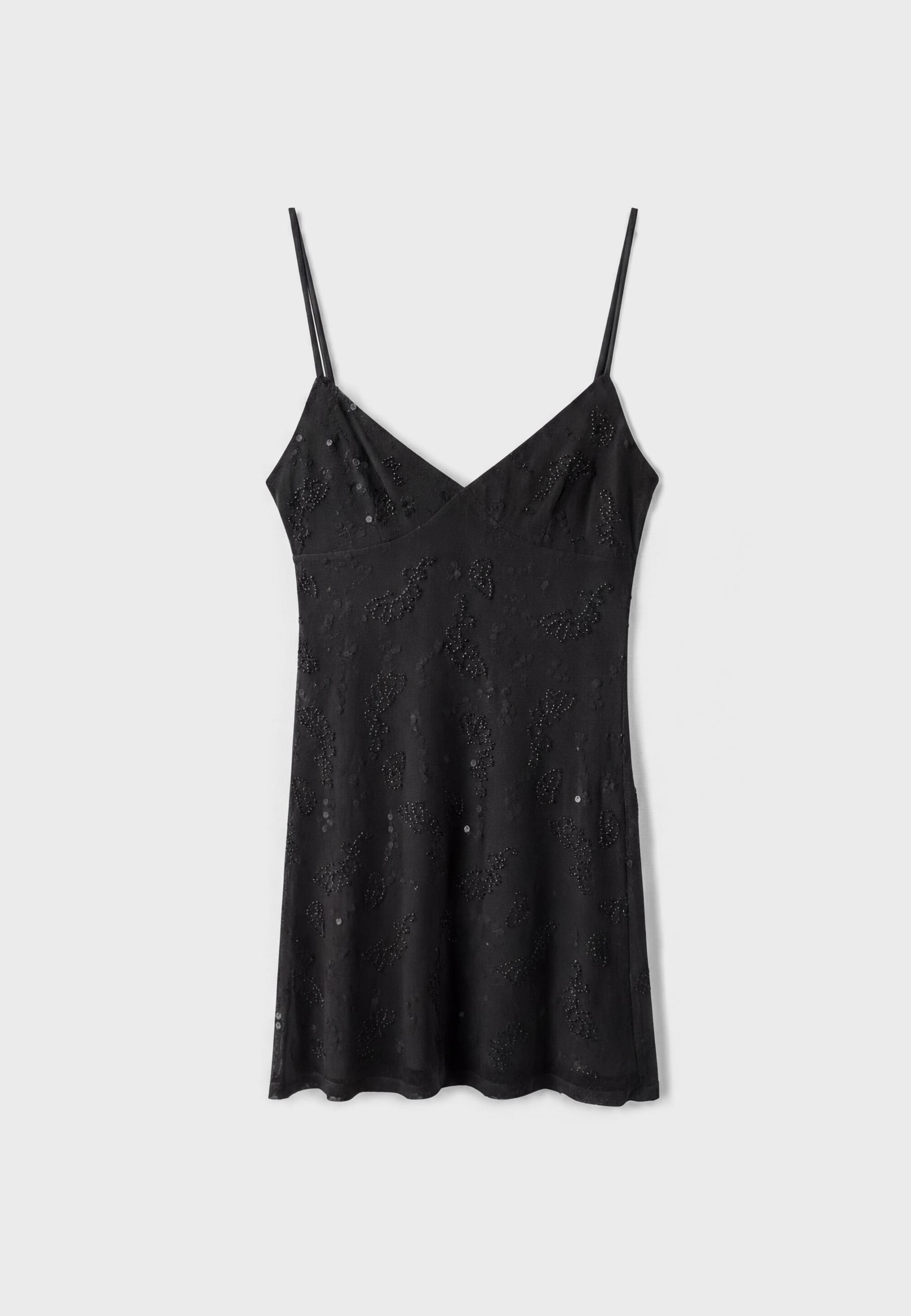 Rhinestone short dress — Black