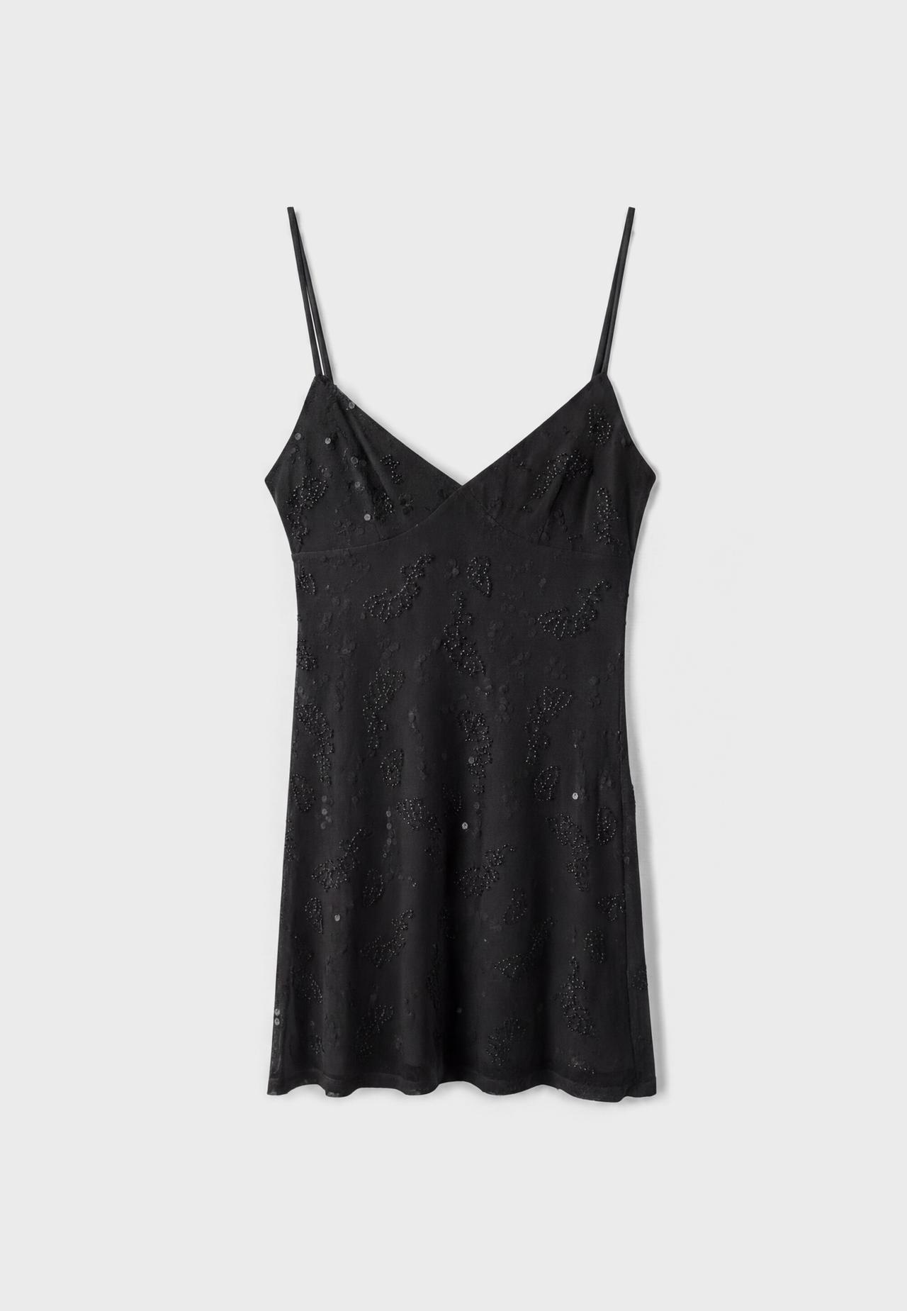 Rhinestone short dress — Black