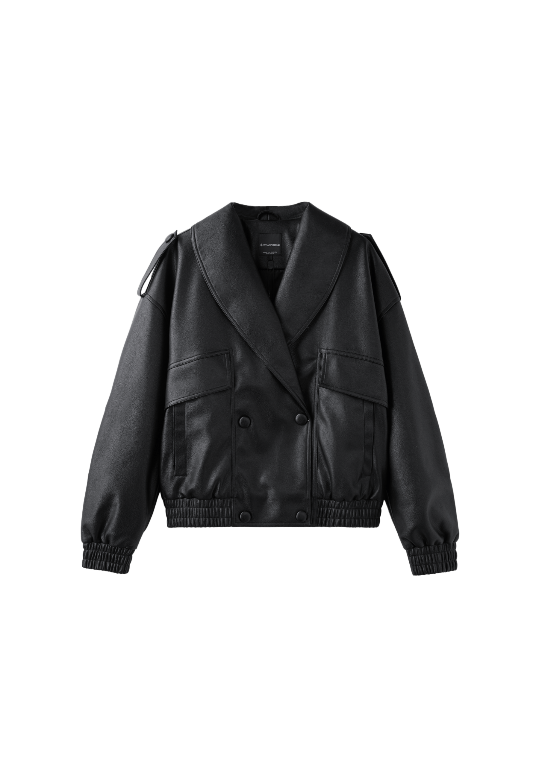 Quilted leather effect boxy jacket — Black