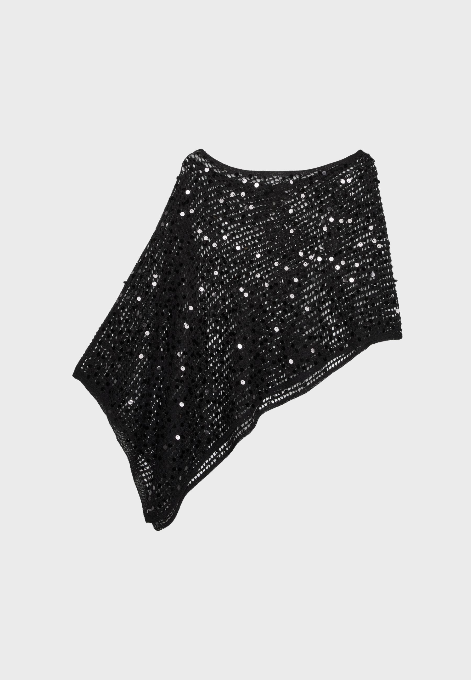 Sequin knit cape — Black