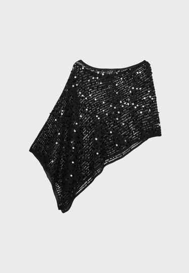 Sequin knit cape — Black 8