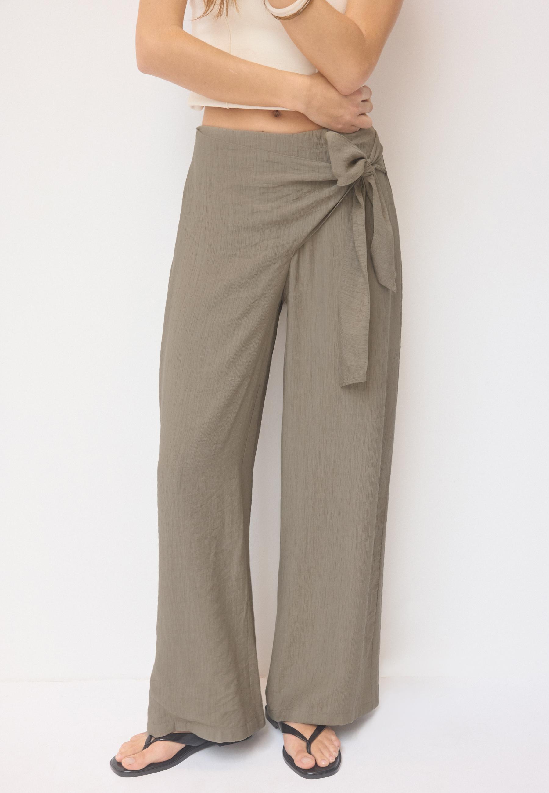 Flowing sarong trousers — Khaki