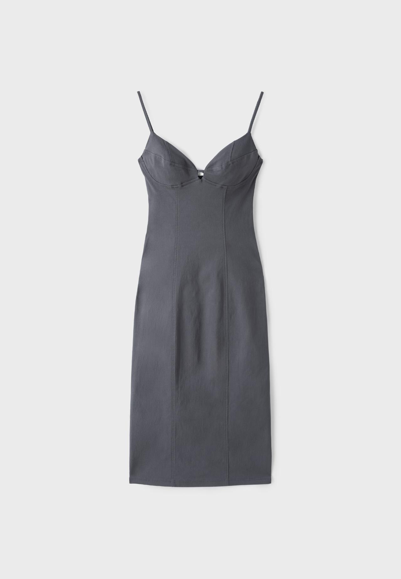 Strappy Bengaline midi dress — Dark grey